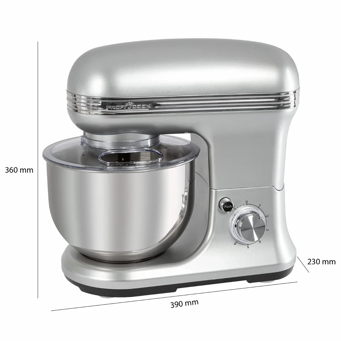 ProfiCook PC-KM 1222W Kneading Machine Set, Powerful 1200 Watt + Digital Kitchen Scale, 5.0 Litre Stainless Steel Bowl for Max 2.5-3 kg Dough Preparation, Kitchen Scales Measuring Range up to 5000 g