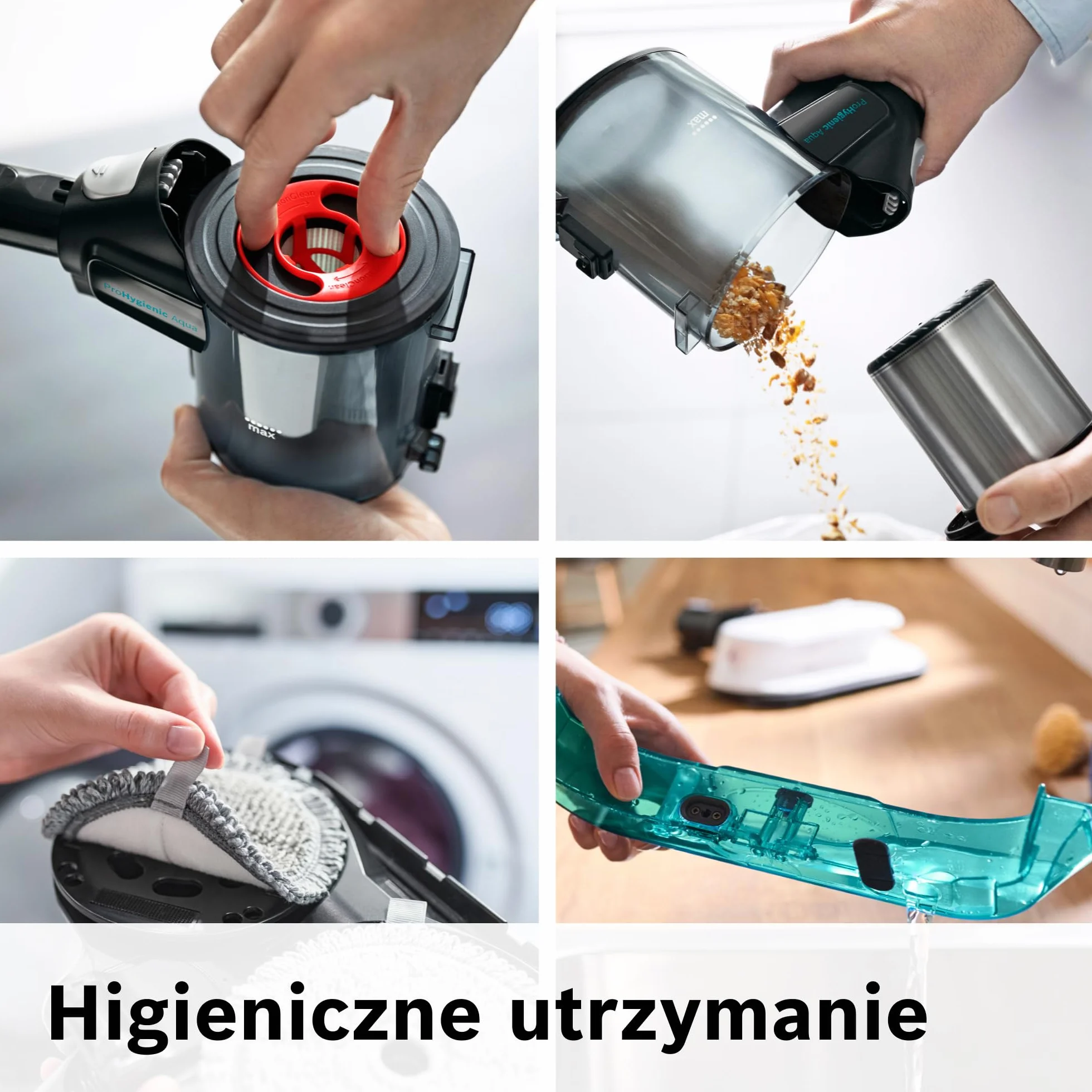 Bosch Unlimited 7 ProHygienic Aqua, Odkurzacz Bezprzewodowy 2w1 z Funkcją Mycia, DynamicAqua Mop, Elektroszczotka do Wszystkich Podłóg, Kolor Biały, BCS71HYG2
