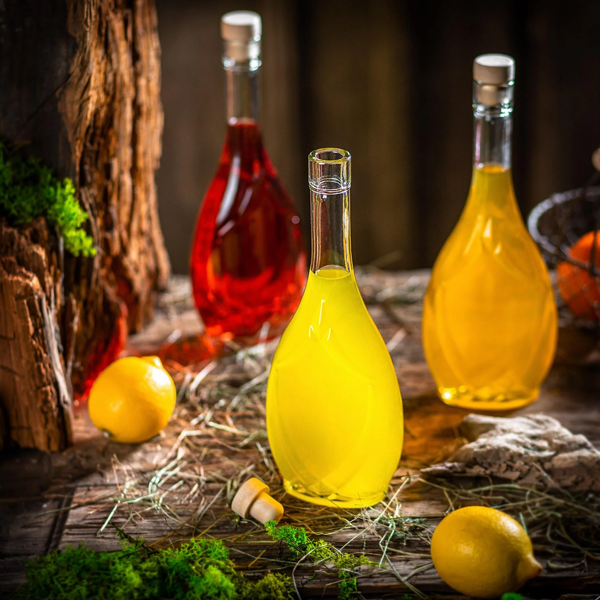 KADAX Zestaw 10 szt. Butelki z korkiem 500 ml do likierów, win i nalewek, szczelny korek chroni aromat, przezroczyste szkło ułatwia kontrolę