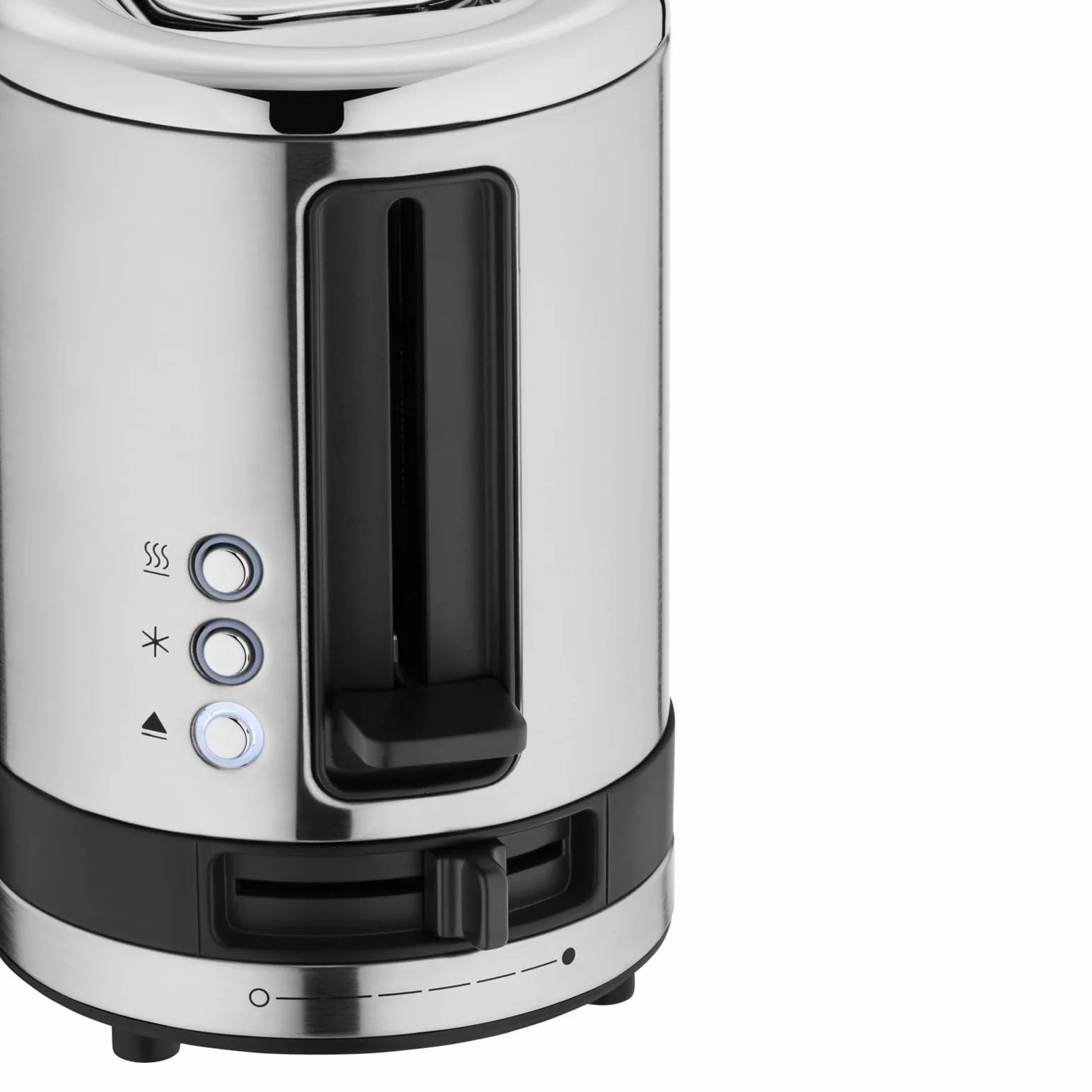 WMF Küchenminis toster na 1 kromki, długa szczelina, XXL-Tost, nakładka na bułki, 7 stopni opiekania, zabezpieczenie przed przegrzaniem, 600 W, stal nierdzewna, matowa