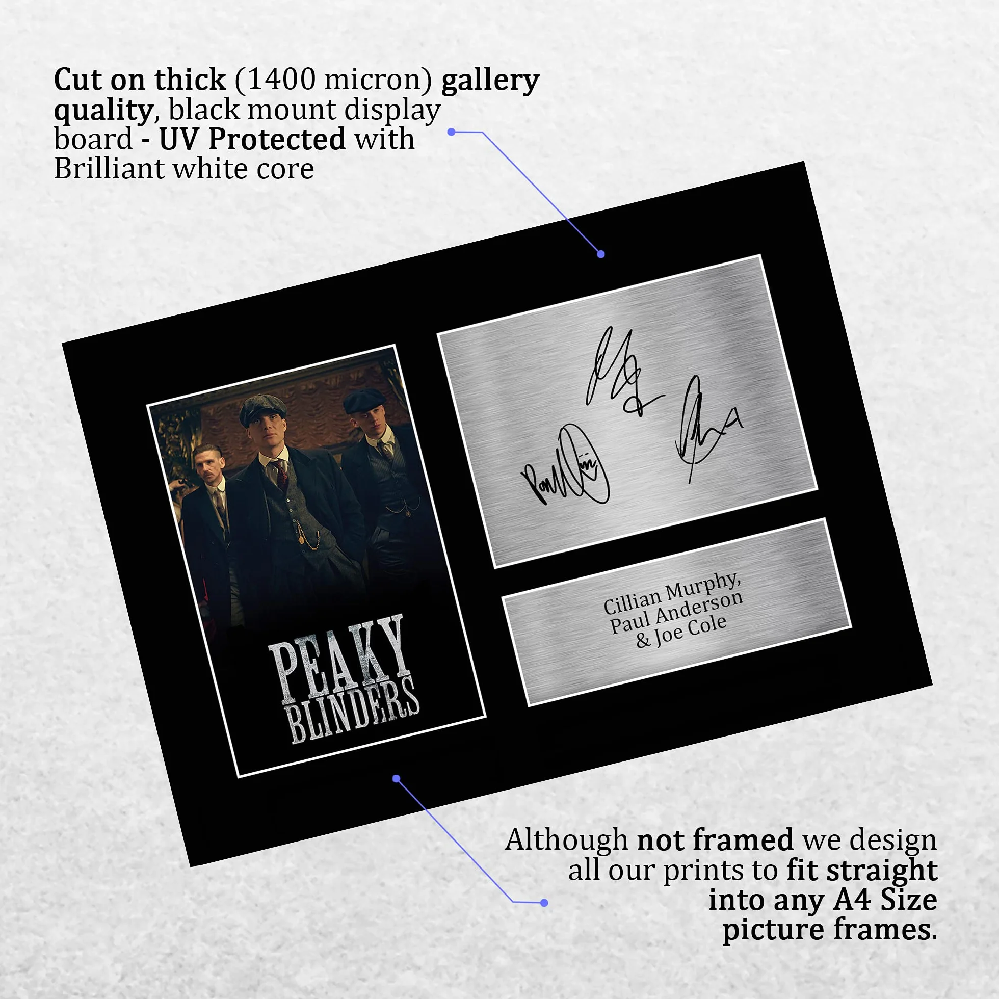 HWC Trading A4 Cillian Murphy Paul Anderson & Joe Cole Peaky Blinders Tommy, Arthur, John Shelby Prezenty Drukowane Podpisane Zdjęcie Z Autografem Dla Fanów Seriali Telewizyjnych