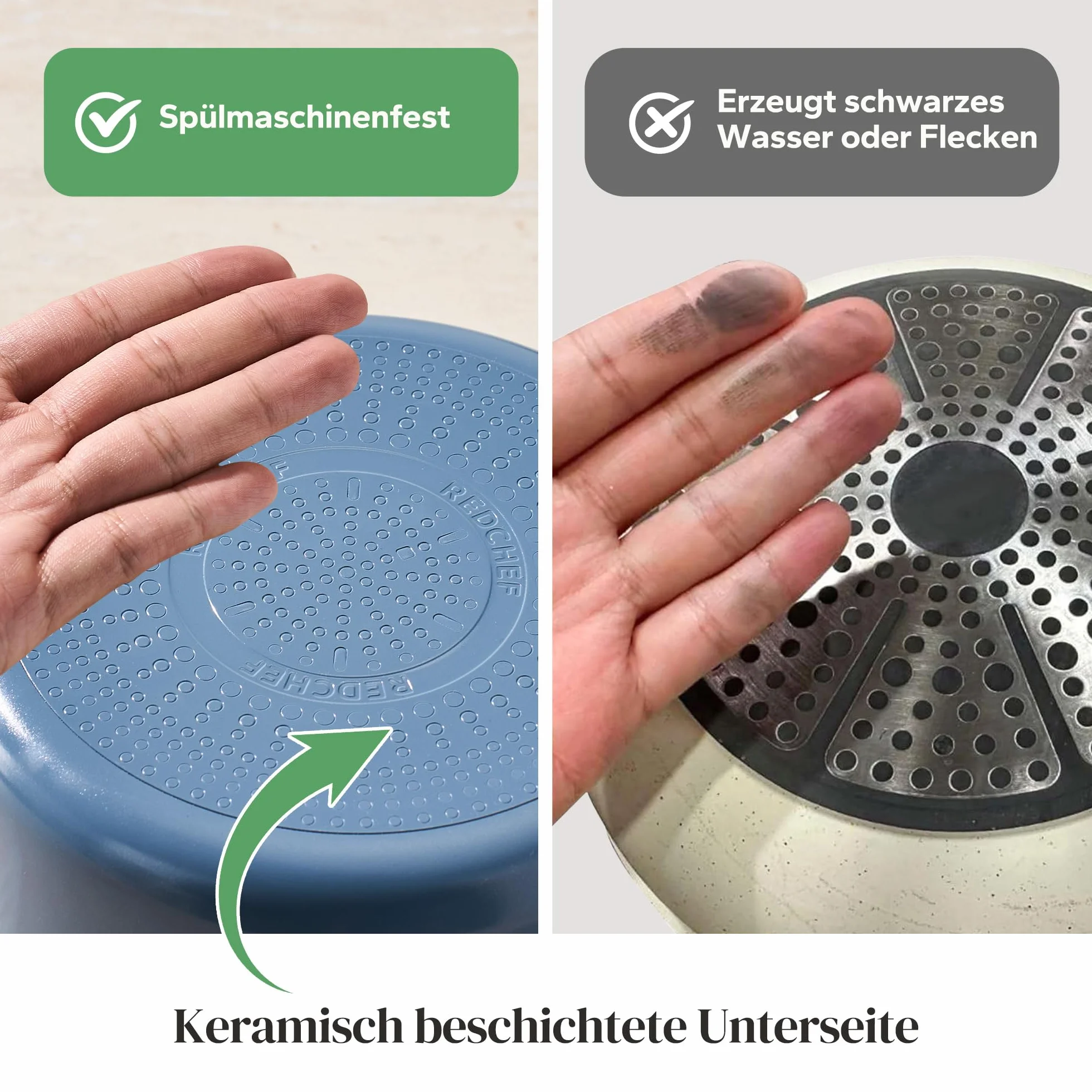 Redchef Zestaw garnków z odpinanym uchwytem, zestaw garnków z antyhaftową powłoką ceramiczną 16/18/20 cm i 3-w-1 zamknięciem, garnki indukcyjne do wszystkich rodzajów kuchenek, odporne na piekarnik
