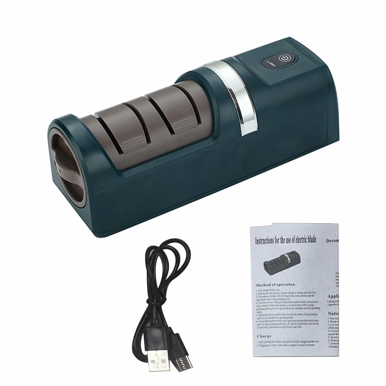 Greensen Elektryczna Ostrzałka Noży, ładowana Przez USB z Grubymi i Drobnymi Kamieniami ściernymi, Antypoślizgowa Podstawa dla Kuchni, Szefa Kuchni, Domu, Outdoor, kemping. (GREEN)