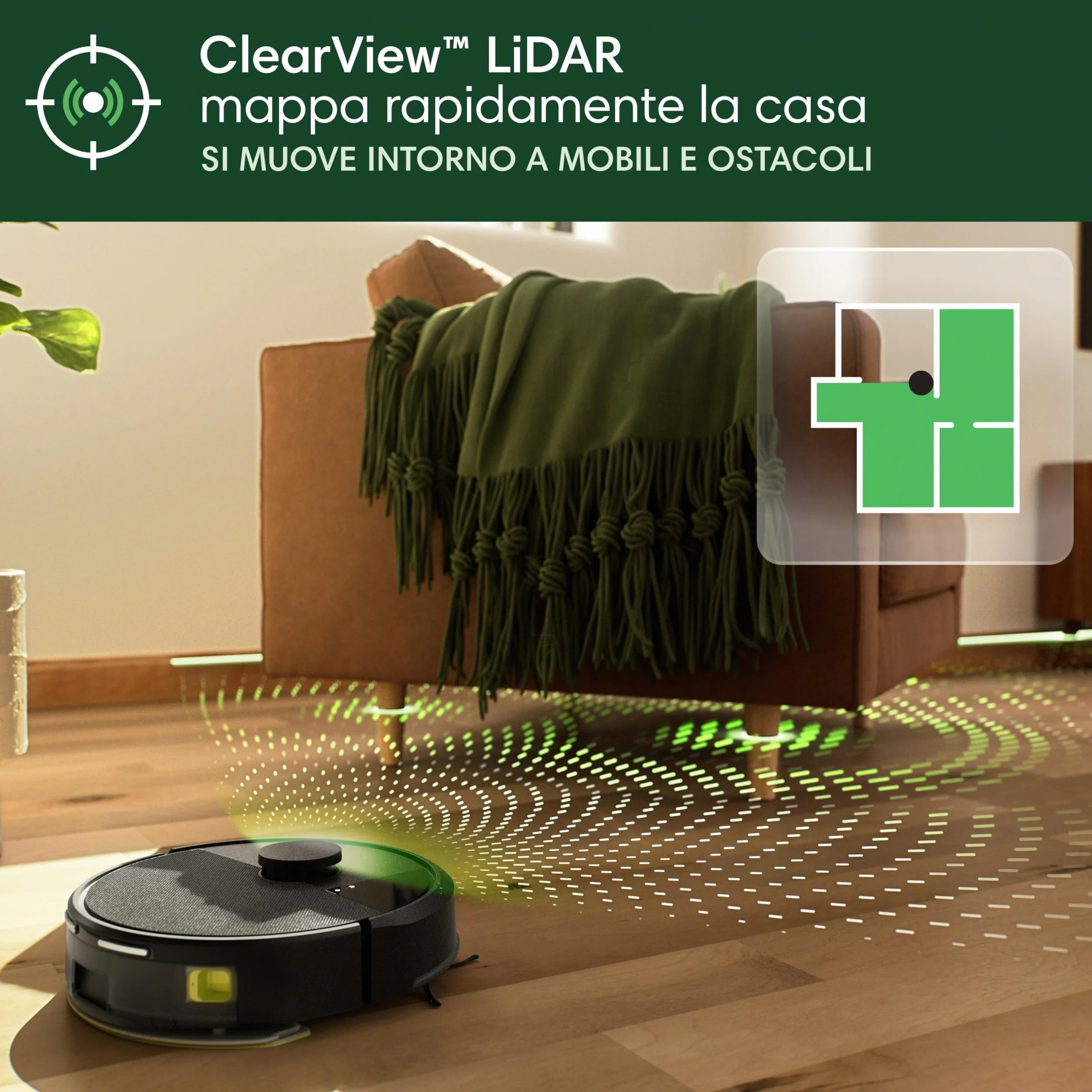 iRobot Roomba 105 Combo+AutoEmpty Dock, robot odkurzający 2 w 1, odkurzanie 7KPa, nawigacja LiDAR - wykrywanie dywanów, strefy czyszczenia i unikania - 4 poziomy ssania - czarny