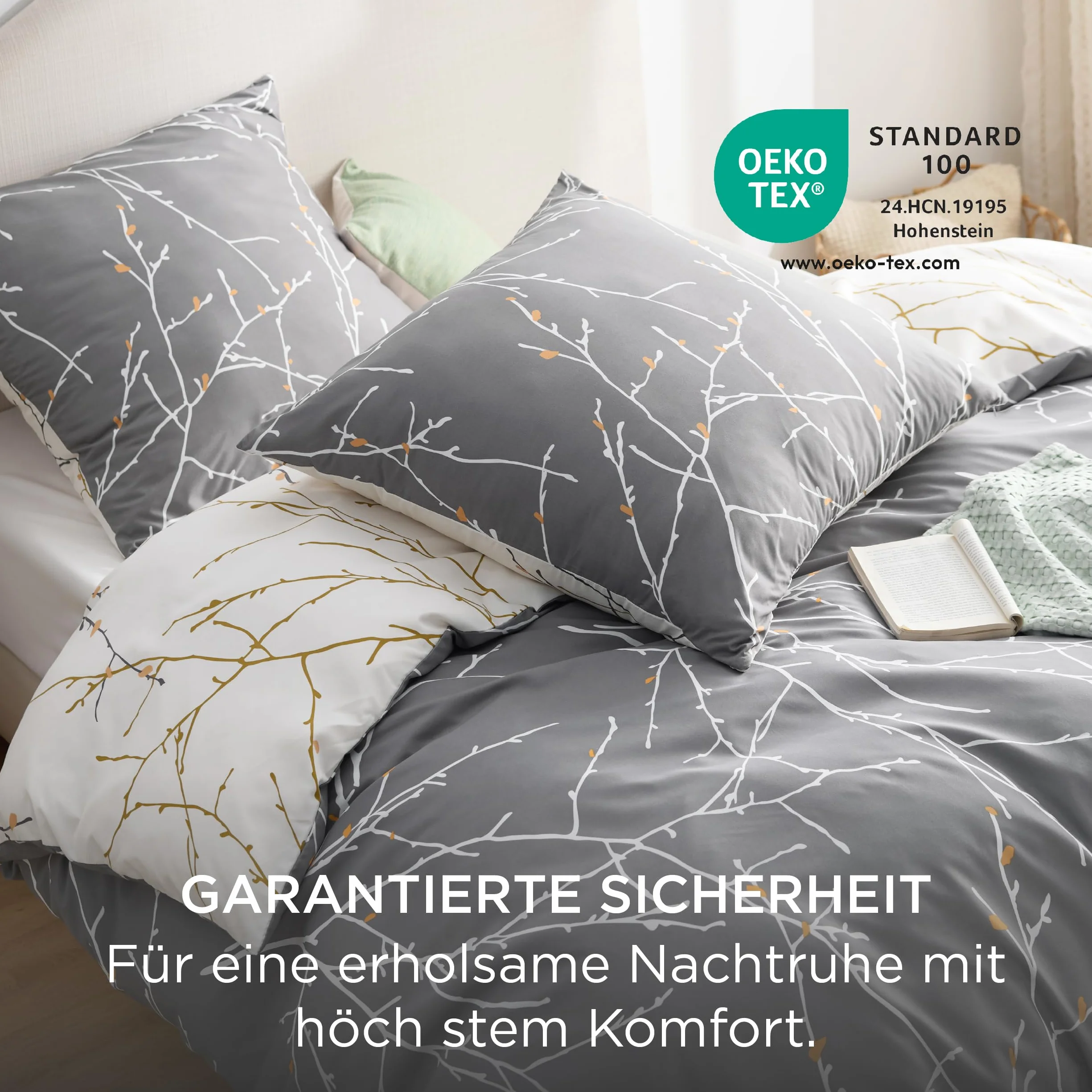 Bedsure Pościel z mikrofibry, 155 x 220 cm, zestaw 3-częściowy: 1 poszewka na kołdrę i 2 poszewki na poduszkę 80 x 80 cm