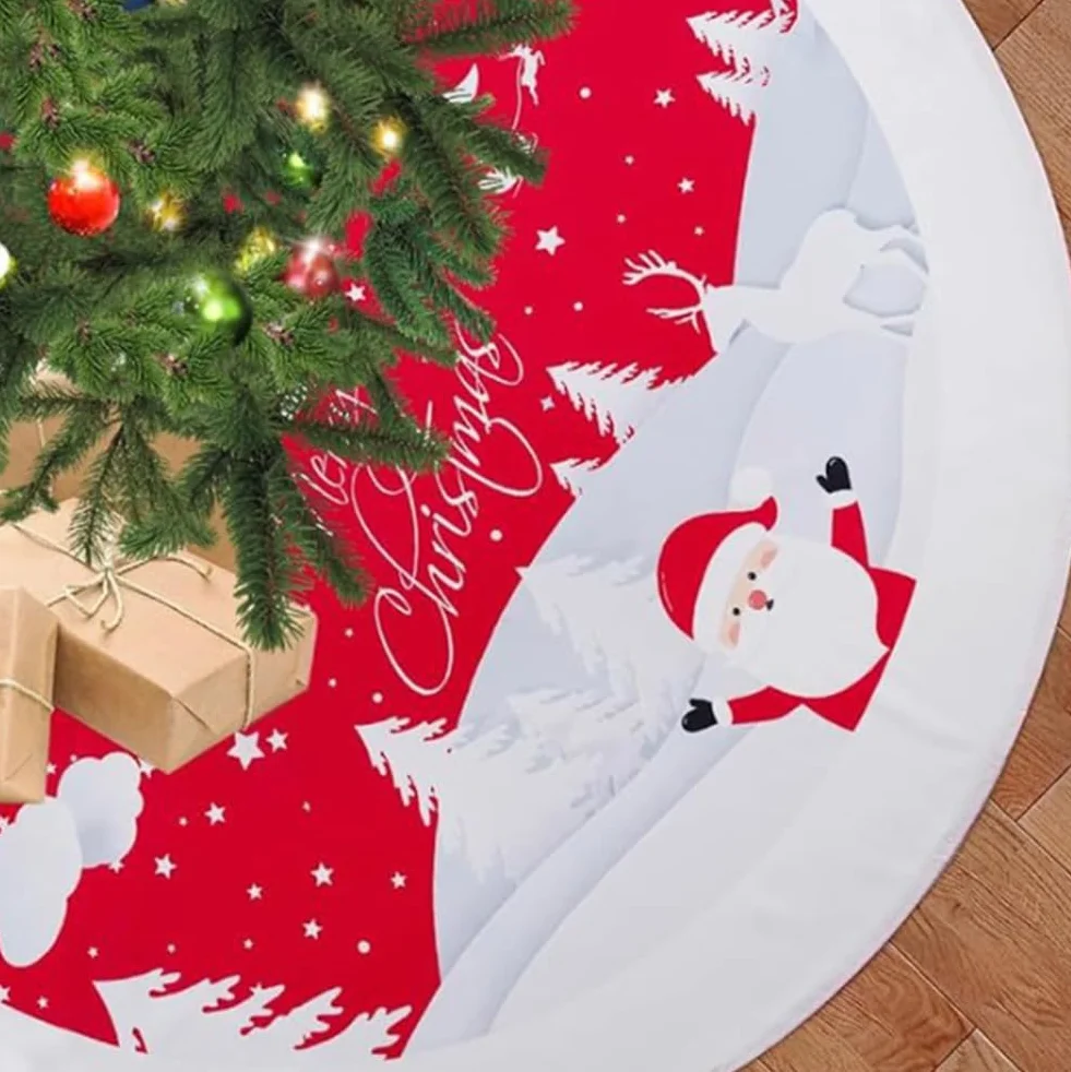 Okrągły dywanik pod choinkę, dekoracja bożonarodzeniowa, dekoracja na Nowy Rok, imprezę