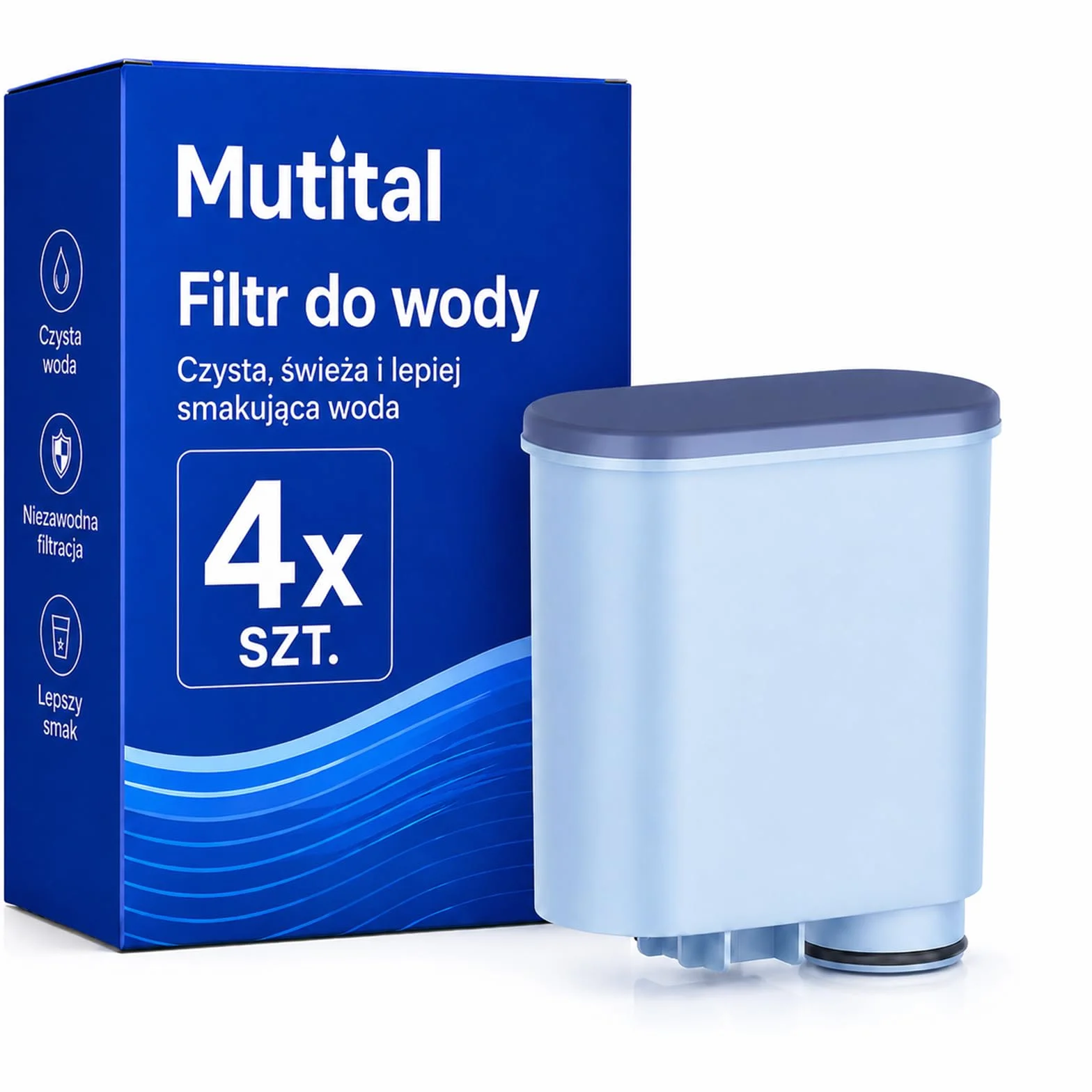 Mutital Filtr do ekspresu kompatybilny z Philips AquaClean, model 3200 – dedykowany filtr wody przeciw wapiennej (CA6903), 4 sztuki