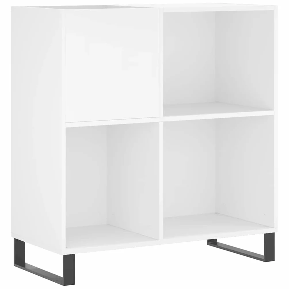 vidaXL Szafka na płyty, biała, 84,5x38x89 cm, materiał drewnopochodny, szafka na winyle, szafka RTV, szafka pod TV, szafka na płyty winylowe