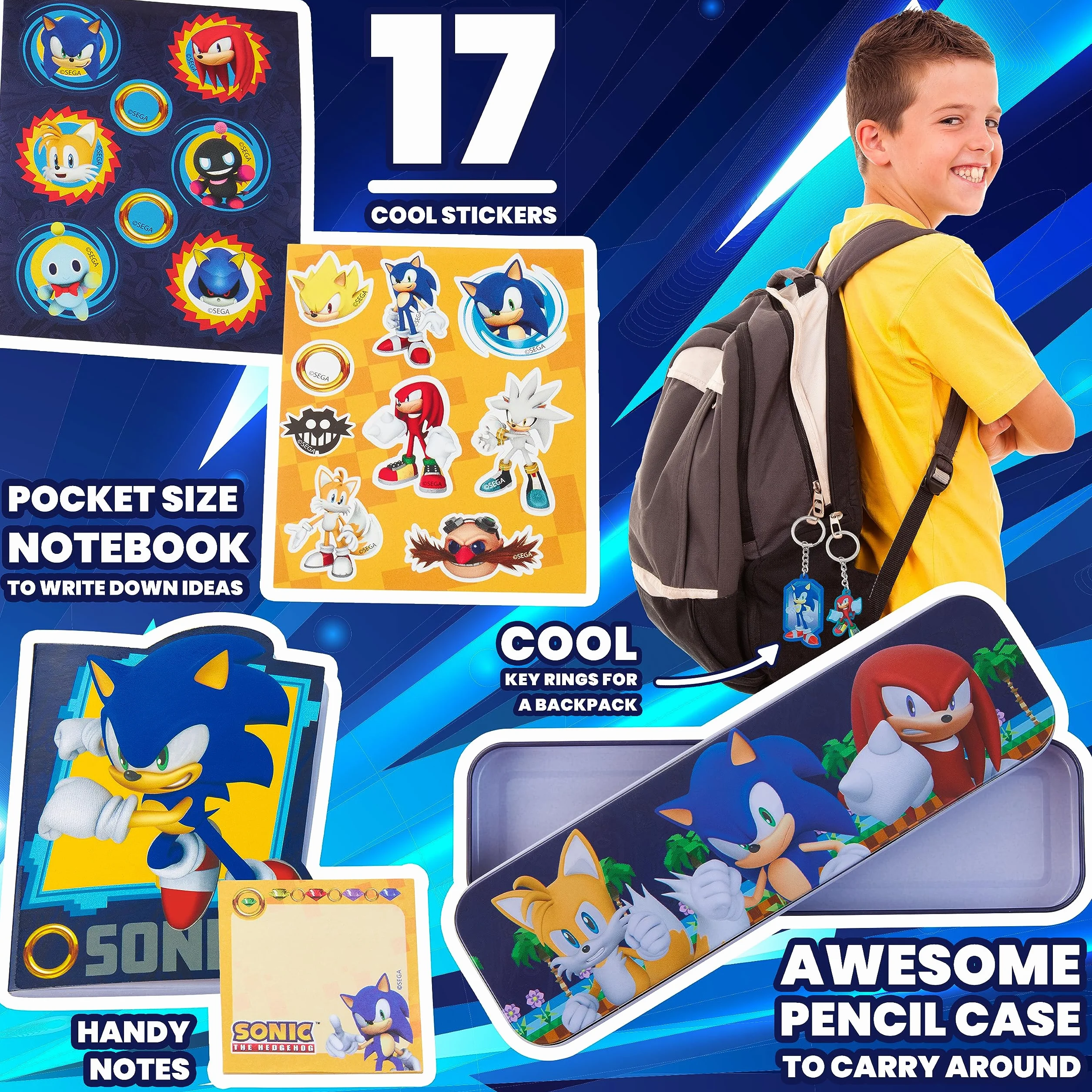 Sonic The Hedgehog Kalendarz adwentowy 2024 dla dzieci i młodzieży, bransoletka breloki papiernicze