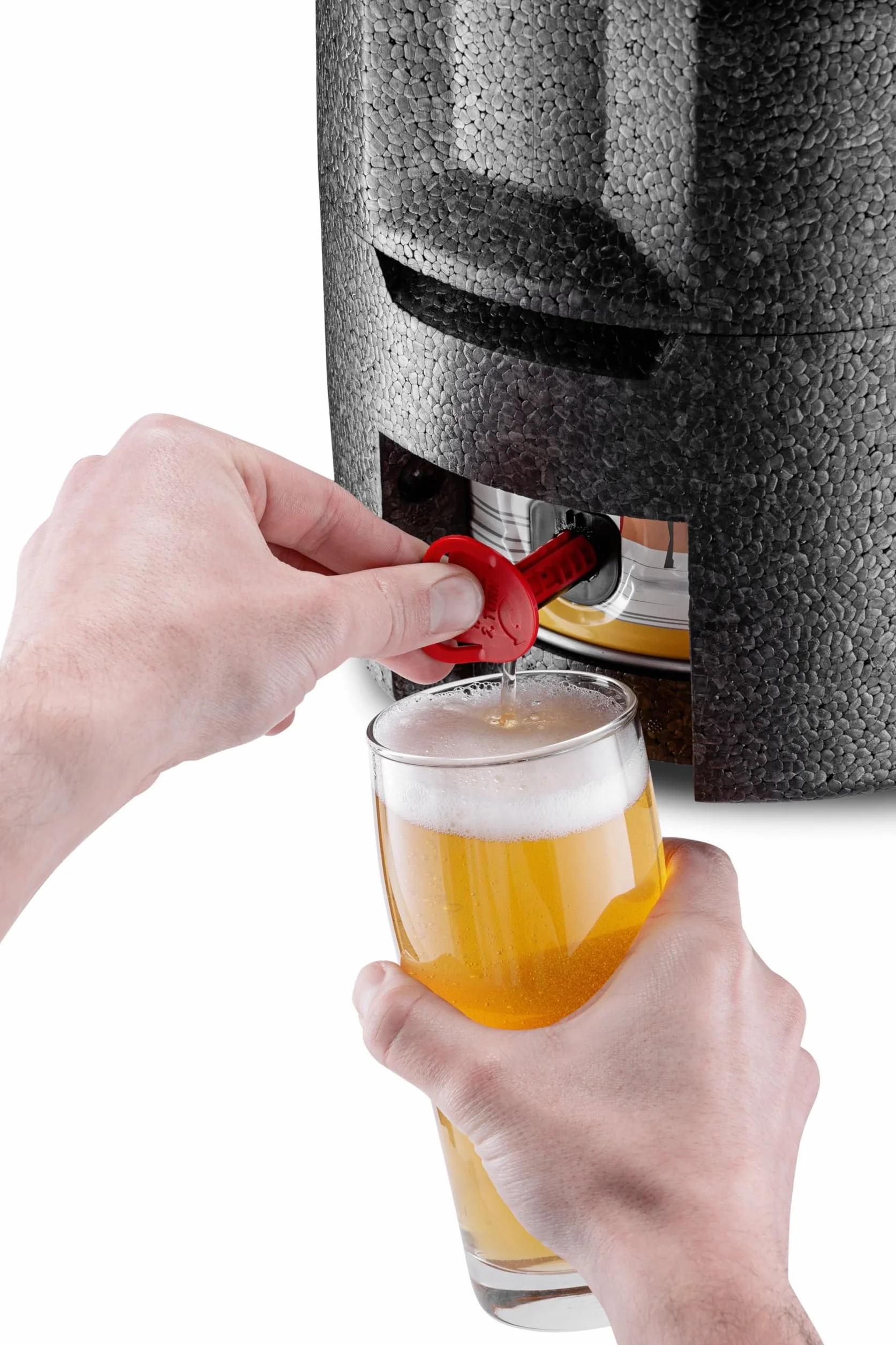 thermohauser EPP Thermobox beczka na piwo, czarna, 4-częściowy, opakowanie izolacyjne na beczkę piwa 5 l, 22,0 x 22,0 x 31,5 cm