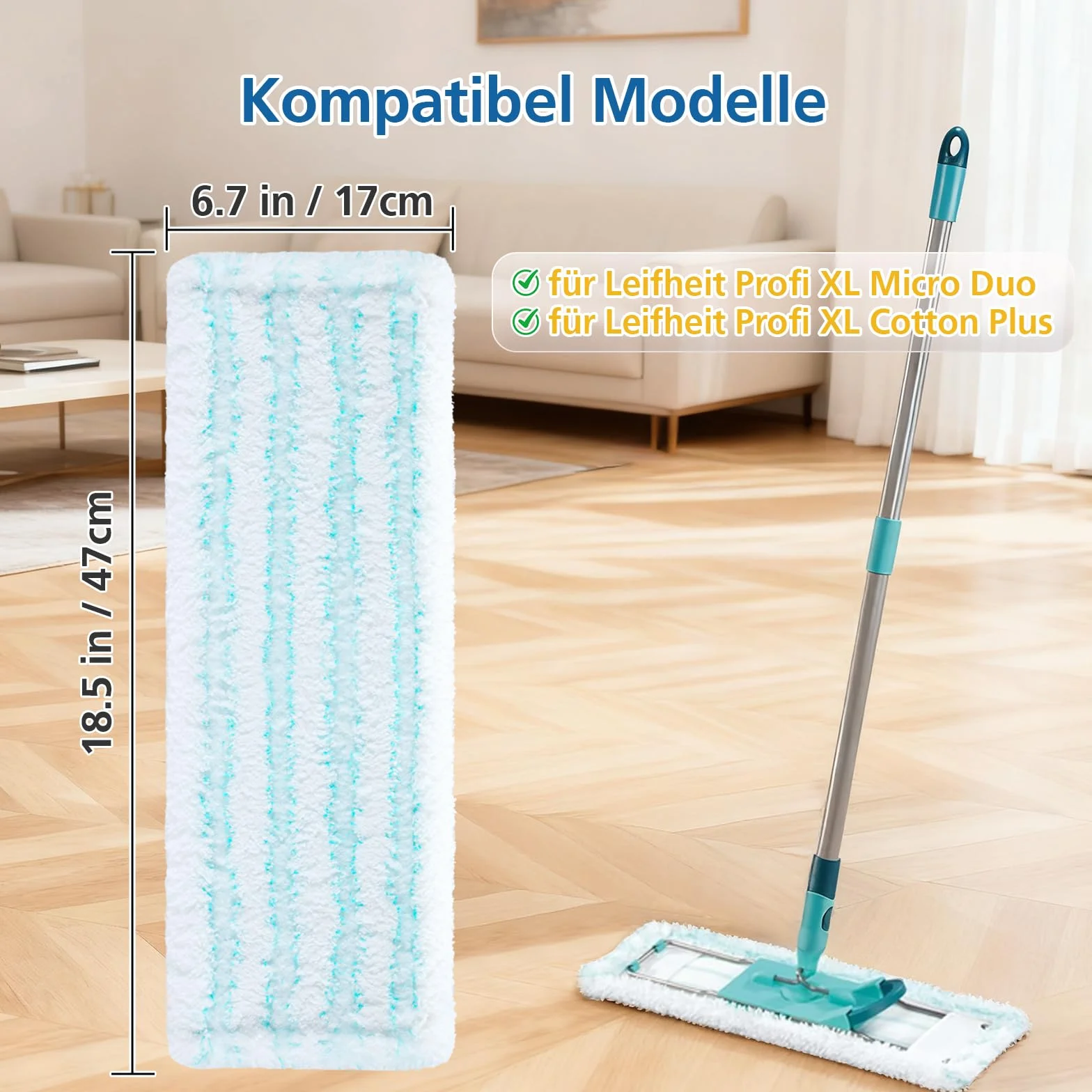 4 wymienne pokrowce na mopy do Leifheit Profi XL Micro Duo/Cotton Plus
