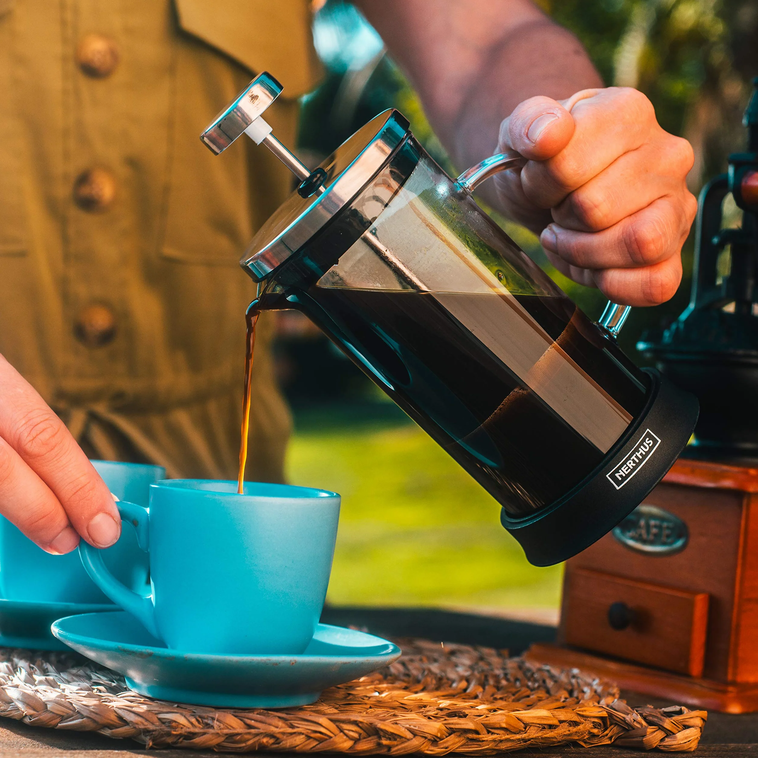 Nerthus FIH 662 french press 350 ml szklany ręczny zaparzacz do kawy z tłokiem