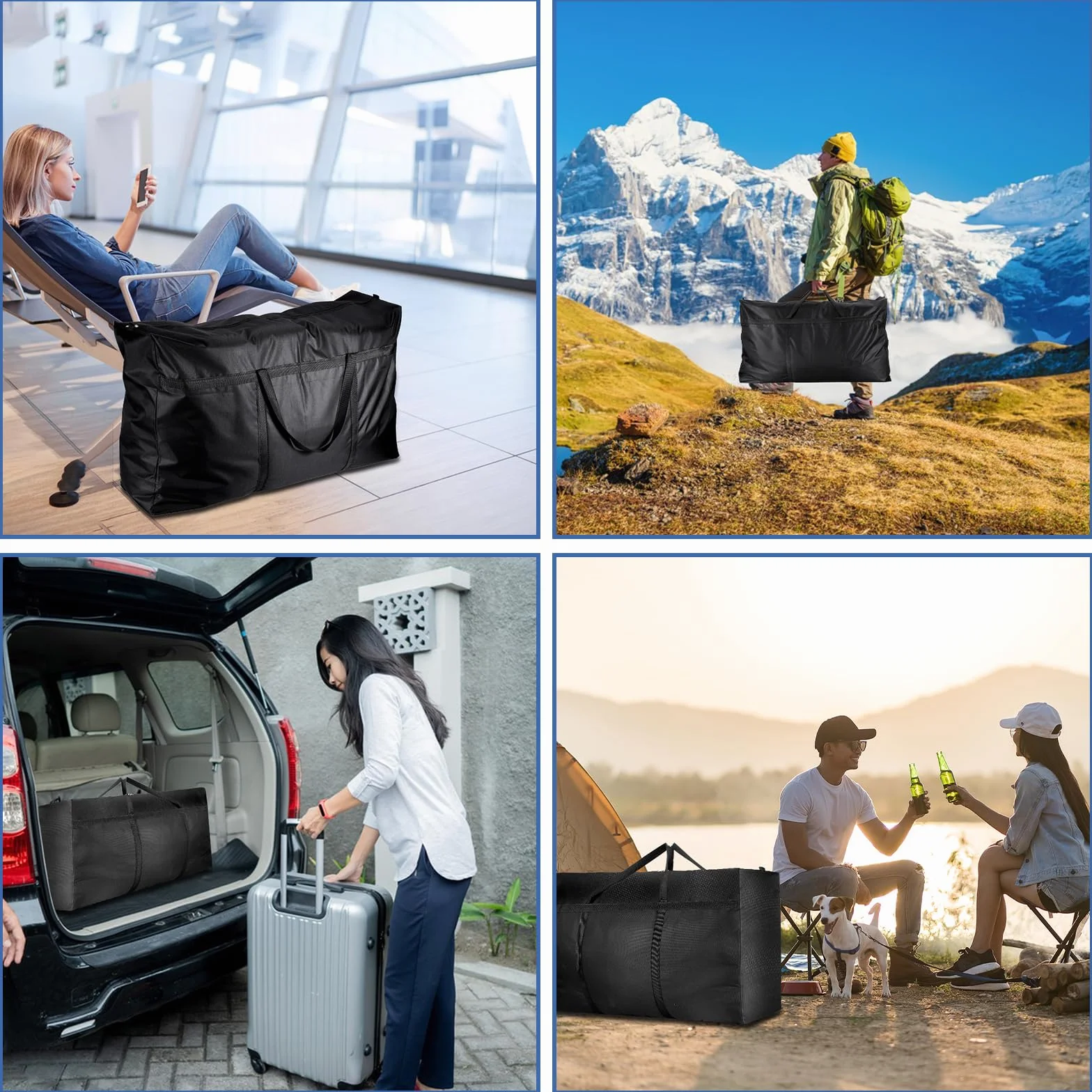 2 sztuki 120 l, duża torba do przechowywania, 600D Oxford Heavy-Duty, torby do przeprowadzki z zamkiem błyskawicznym, uchwyt, wodoszczelna torba podróżna, kartony do przeprowadzki na kołdry, ubrania