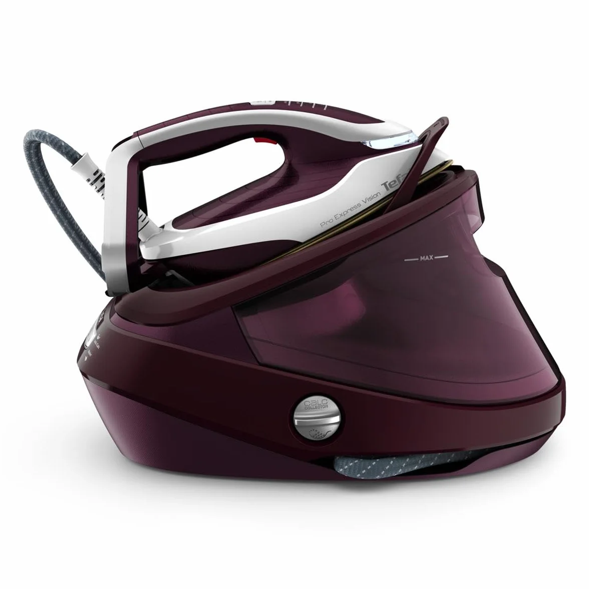 TEFAL Pro Express Vision GV9810, Generator pary, Stacja parowa, Moc 3000 W, Stały wyrzut pary 180 g/min, Podświetlenie LED, Opcja prasowania w pionie, Pojemnik na wode 1,2 L,