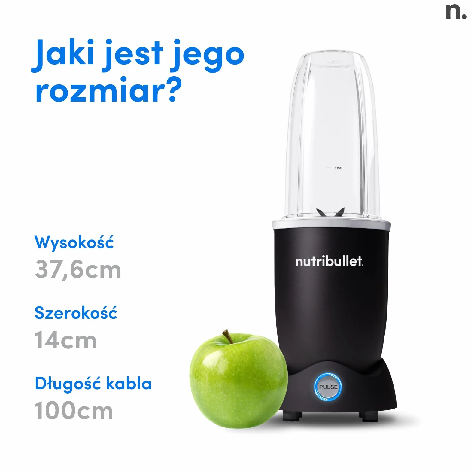 Nutribullet Pro 1200 Blender Elektryczny, Rozdrabniacz Wielofunkcyjny, Zlewka 700 ml i 900 ml, Czarny, NB120MB
