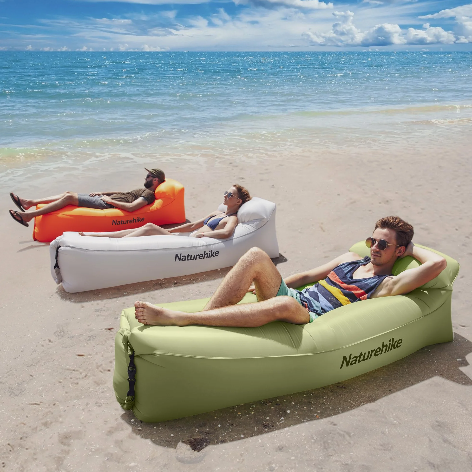 Naturehike Wodoodporna sofa powietrzna Air Lounger z przenośnym pakietem, nadmuchiwana na podróż, kemping, basen, plażę (zielony awokado)