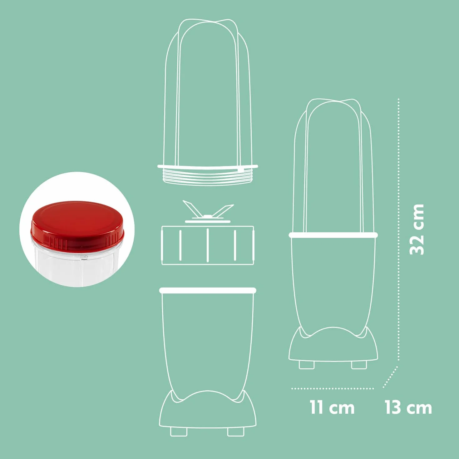 GOURMETmaxx Mr. Magic Blender do smoothie, 400 W, 8 funkcji, z pokrywką utrzymującą świeżość