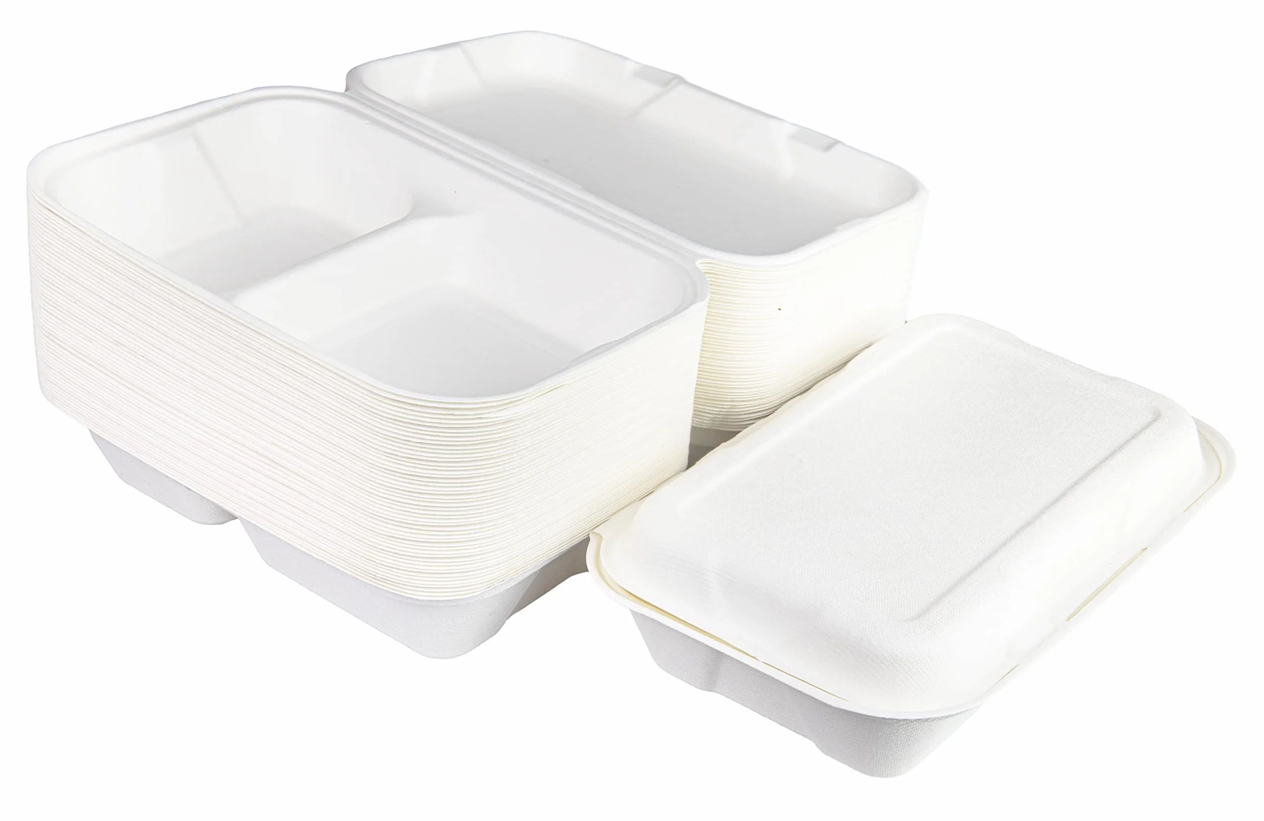 Love Nature Ekologiczne Menu Box 2 dzielone z Trzciny Cukrowej - Lunch Box jednorazowe Biodegradowalne