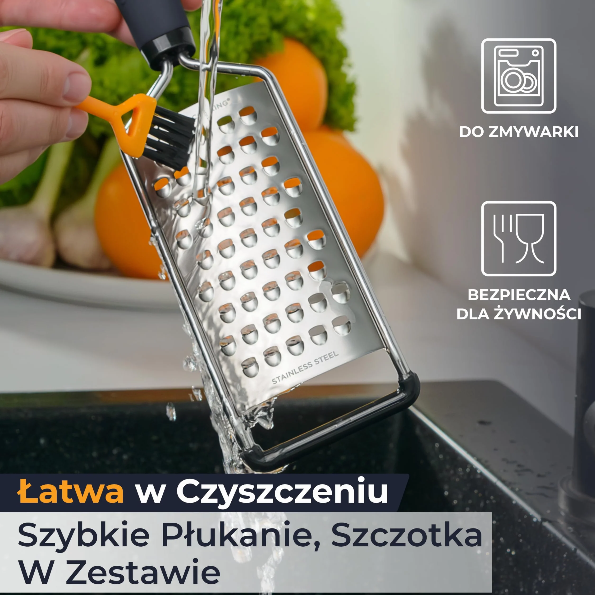 Tarka Gruboziarnista Deiss PRO i Ręczna Tarka do Sera – Ostro Ząbkowane Ostrza ze Stali Nierdzewnej, Antypoślizgowy Uchwyt, Tarka i Szatkownica do Warzyw, Nadaje się do Zmywarki