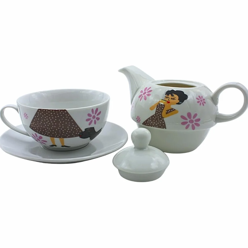 Porcelanowy dzbanek, dzbanek do herbaty, zestaw Tea for one, dzbanek do serwowania herbaty, retro dzbanek do herbaty, serwis do herbaty, filiżanka do herbaty z dzbankiem do herbaty, zestaw dzbanków do