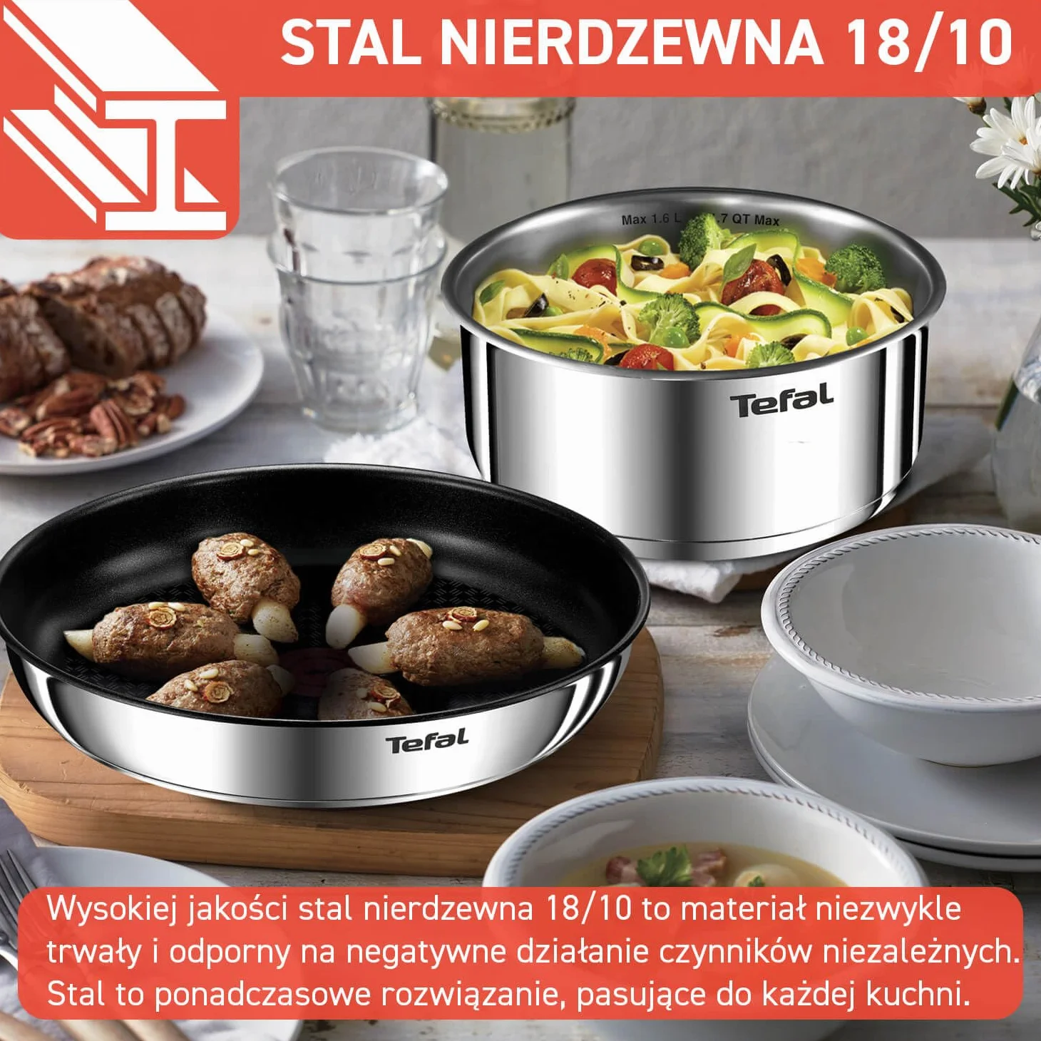 Tefal L897SK Emotion Zestaw garnków i patelni wszystkie rodzaje kuchenek, indukcja, srebrny, 20 elementów, odpinany uchwyt