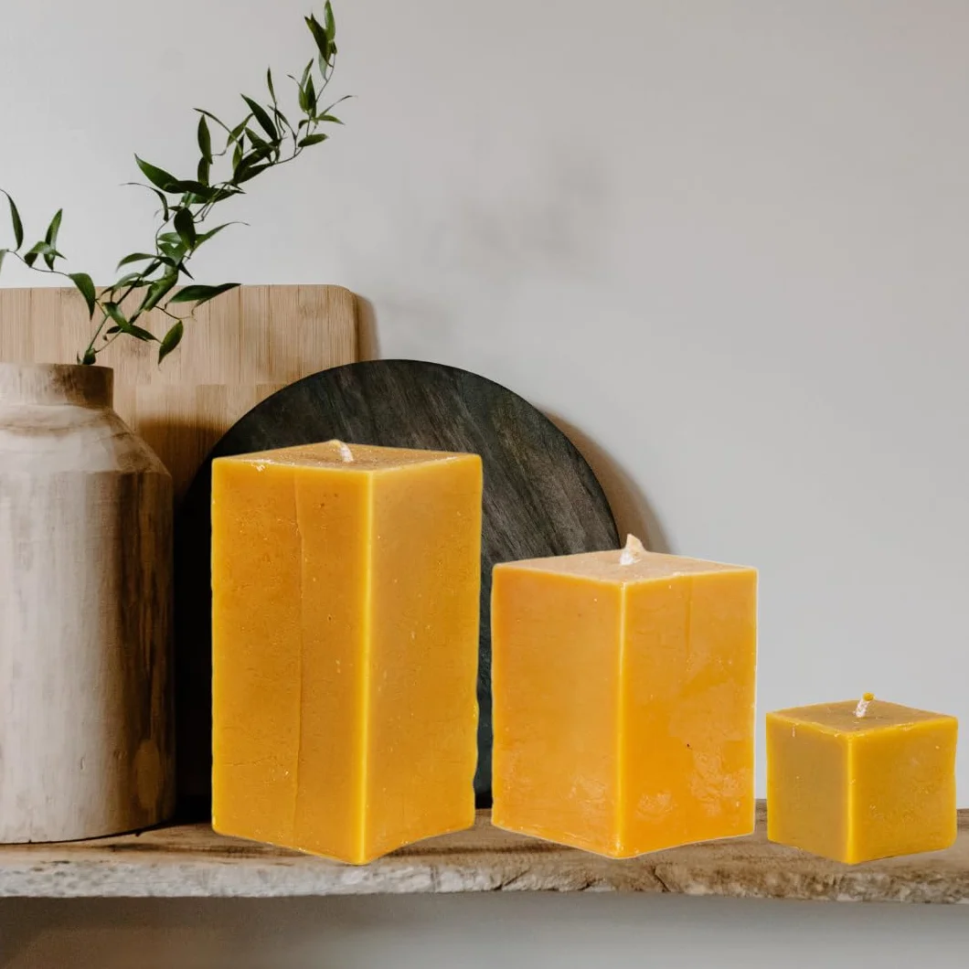BeesWax World świece z wosku pszczelego – ręcznie wykonane prostopadłościanki i kostki w 4 rozmiarach – 100% czysty wosk pszczeli – bezdymne i trwałe – pomysł na prezent (Prostopadłościan Średni)