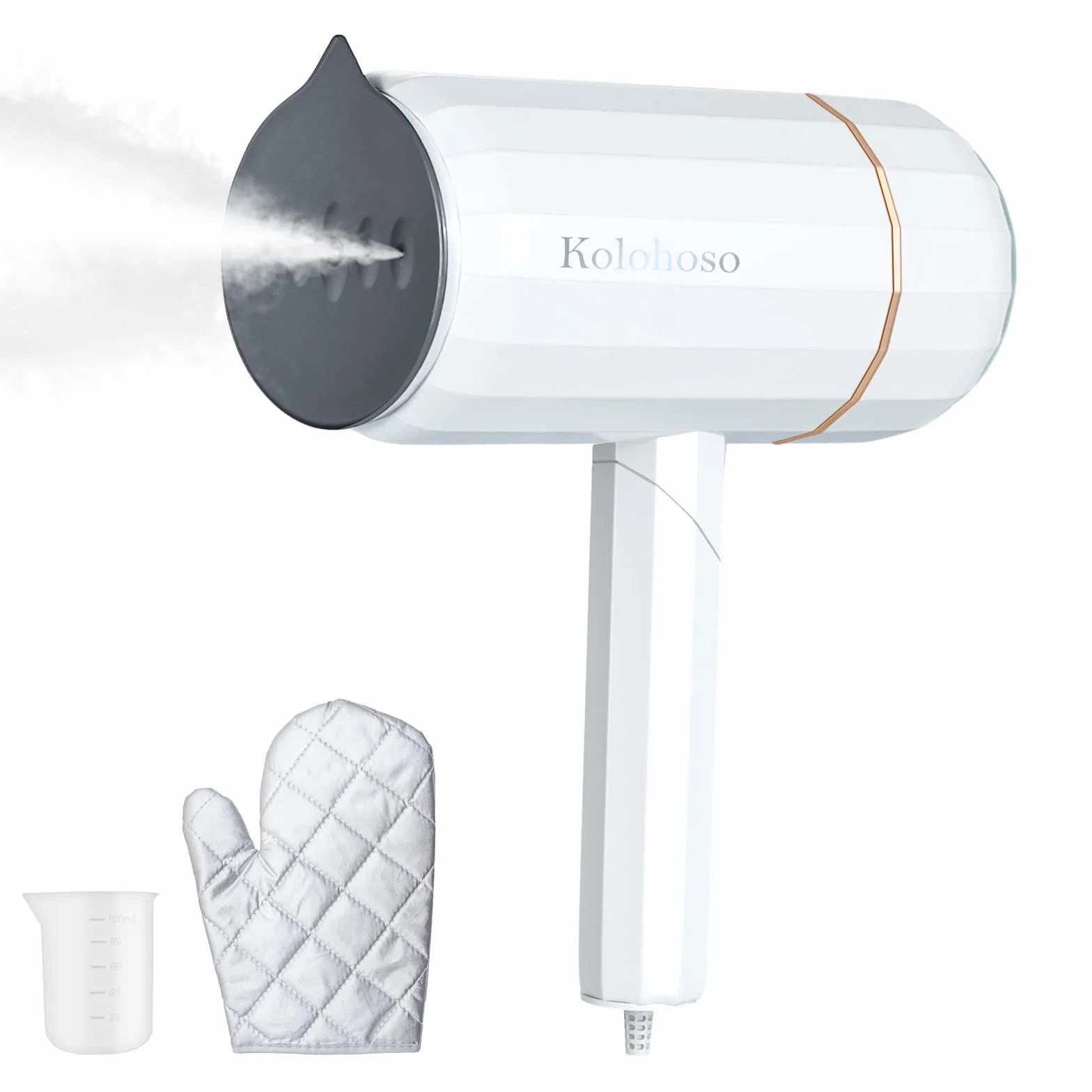 Podróżna parownica do ubrań 1500W, Kolohoso przenośna ręczna parownica do odzieży ze zbiornikiem na wodę 140 ml, szybko nagrzewająca się parownica do tkanin Żelazko do domu, na zewnątrz, do mebli