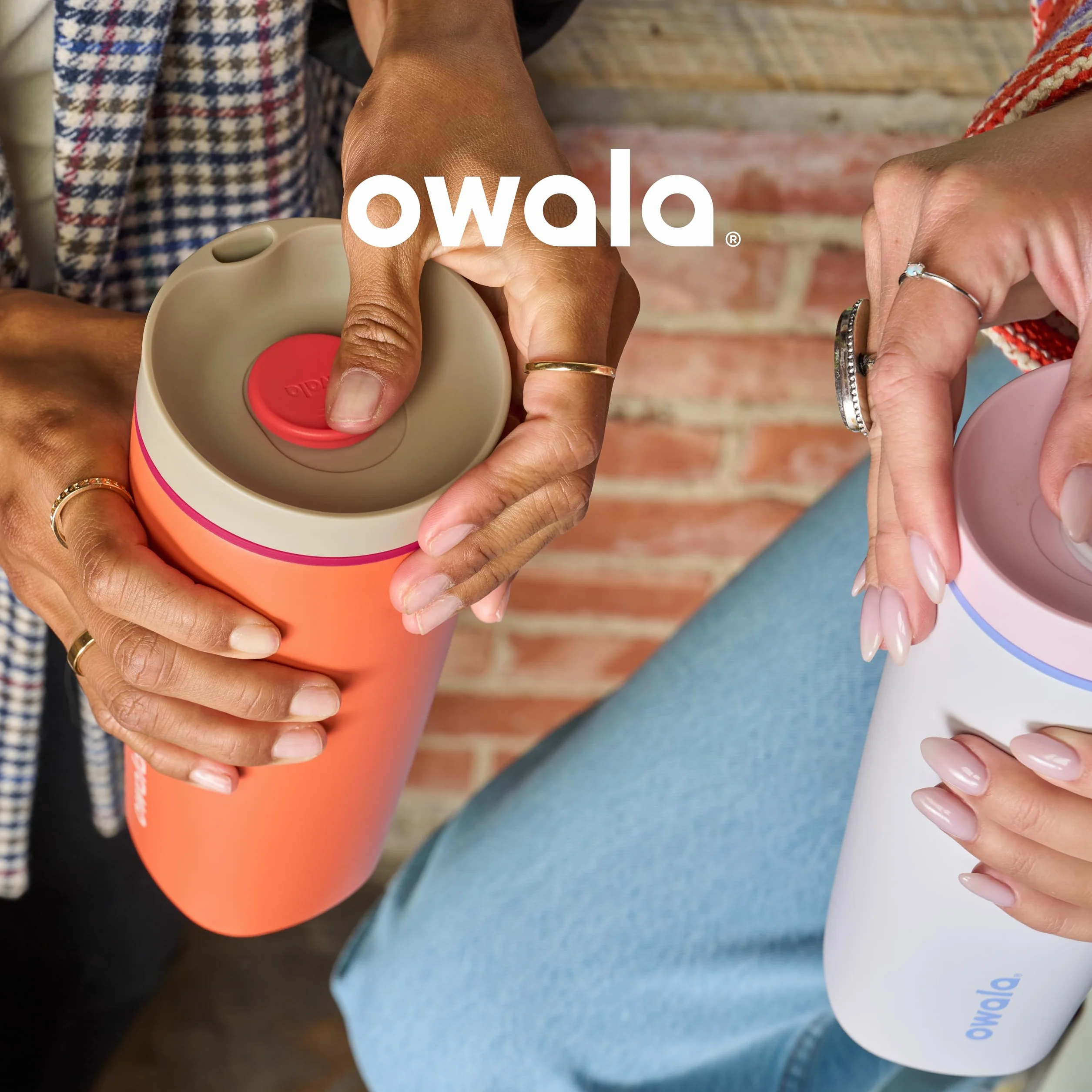 Owala SmoothSip Slider izolowany kubek do kawy ze stali nierdzewnej, wielokrotnego użytku, kubek podróżny na gorącą kawę, bez BPA, 355 ml, ziarno wanilii