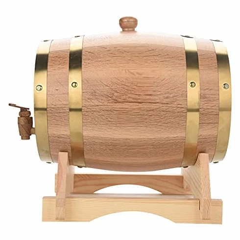 Beczka na wino z drewna dębowego, beczka dębowa do piwa Vintage drewniany dąb z kranem dozownika do wina Brandy Whisky (5L, niebieski)