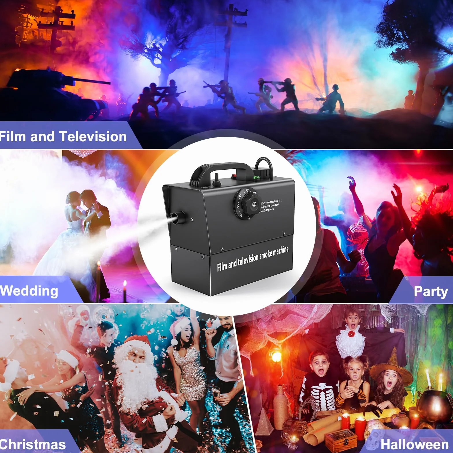 Przenośna maszyna do dymu 400 W, wbudowana bateria, 21000 mAh, widoczny prąd, odpowiedni do teatru, nagrywania filmów i telewizji, Halloween, Boże Narodzenie, imprezy, spotkania rodzinne