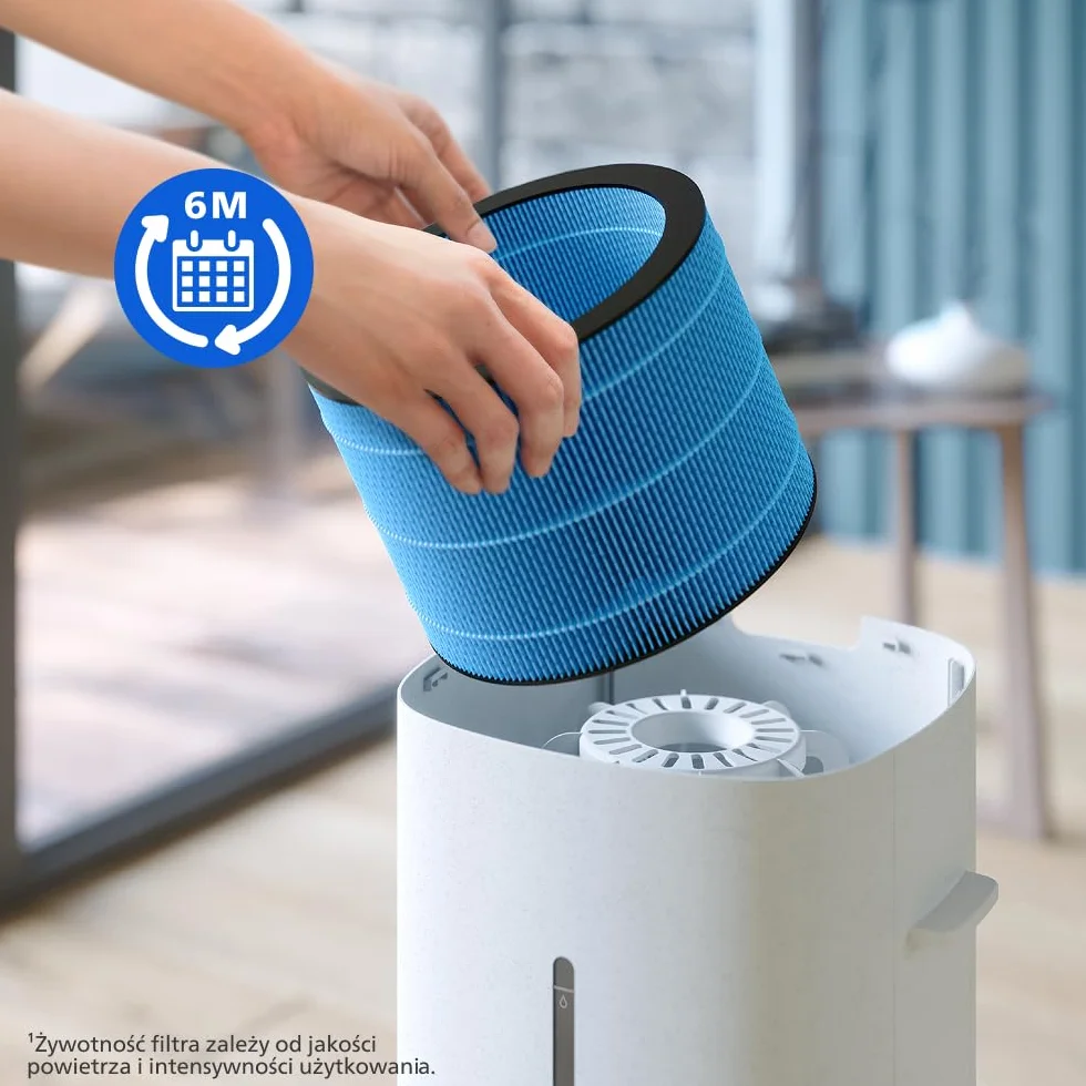 Philips Oryginalny filtr nawilżający NanoCloud do oczyszczacza powietrza z funkcją nawilżania 2w1 serii 3000 AC3737, żywotność do 6 miesięcy (FY3455/00)