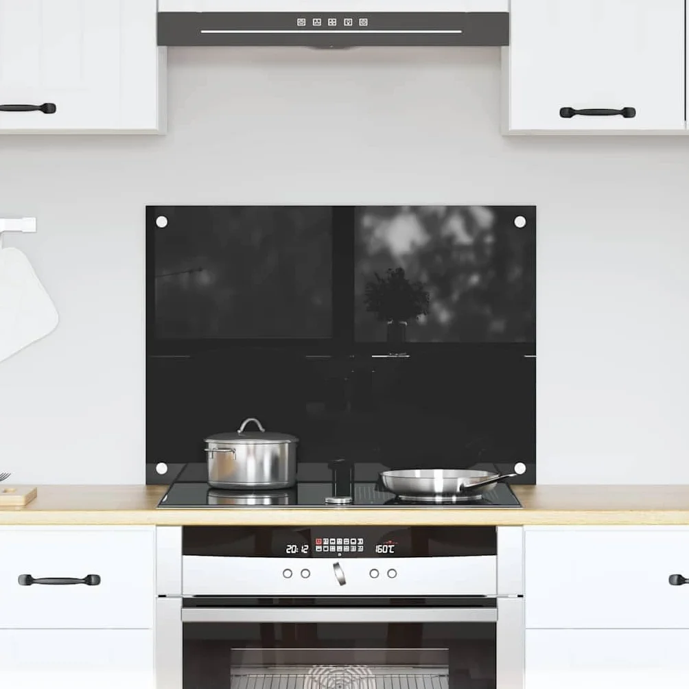 vidaXL Panel kuchenny Czarny 70 x 50 cm szkło hartowane, Stylowy design kuchni, trwały szklany backsplash, odporny na ciepło, nowoczesny styl do remontu domu
