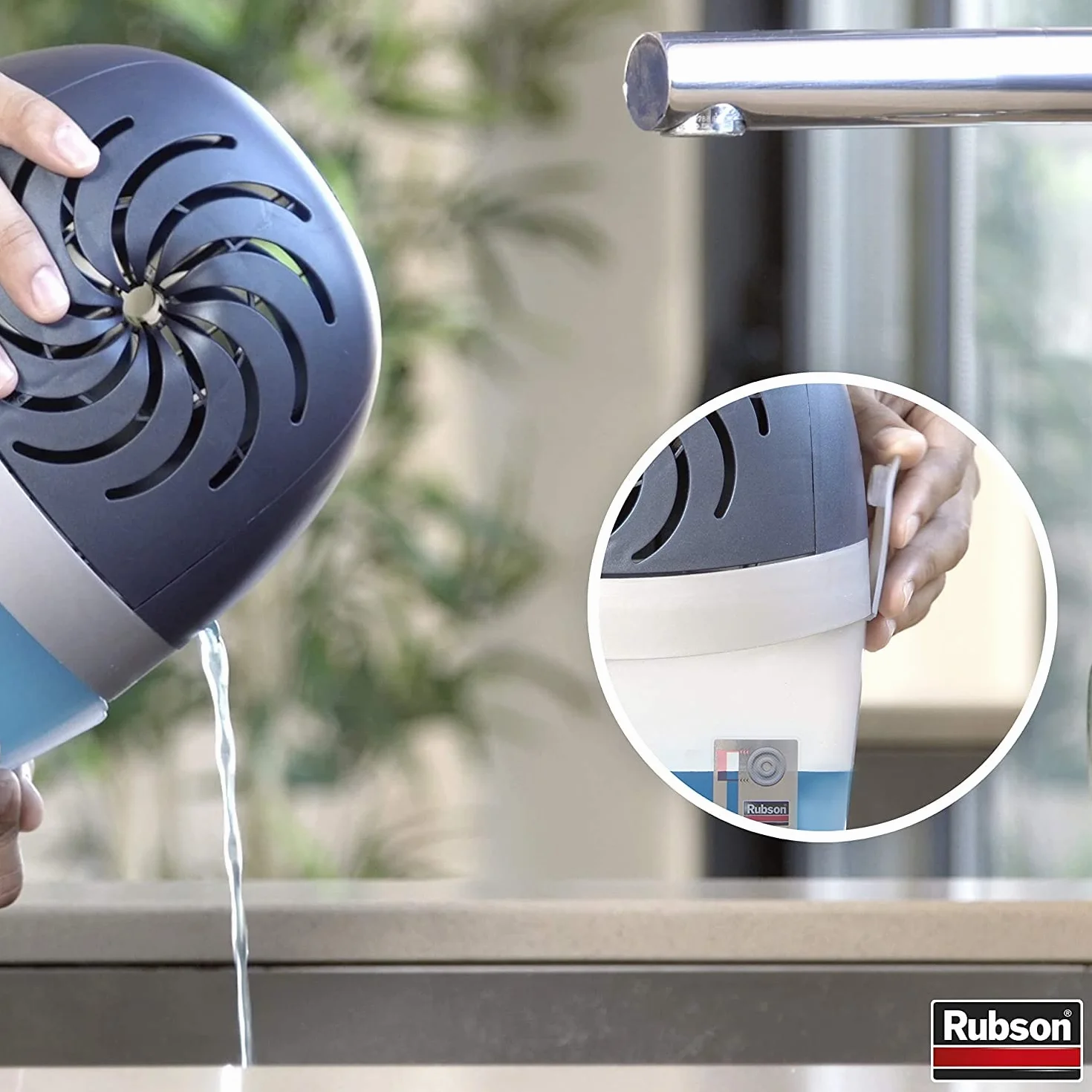 Rubson AERO Osuszacz powietrza z możliwością ładowania 360° (1 urządzenie i 1 tablet 450 g), pochłania wilgoć, zapobiega kondensacji i nieprzyjemnym zapachom, pochłania wilgoć