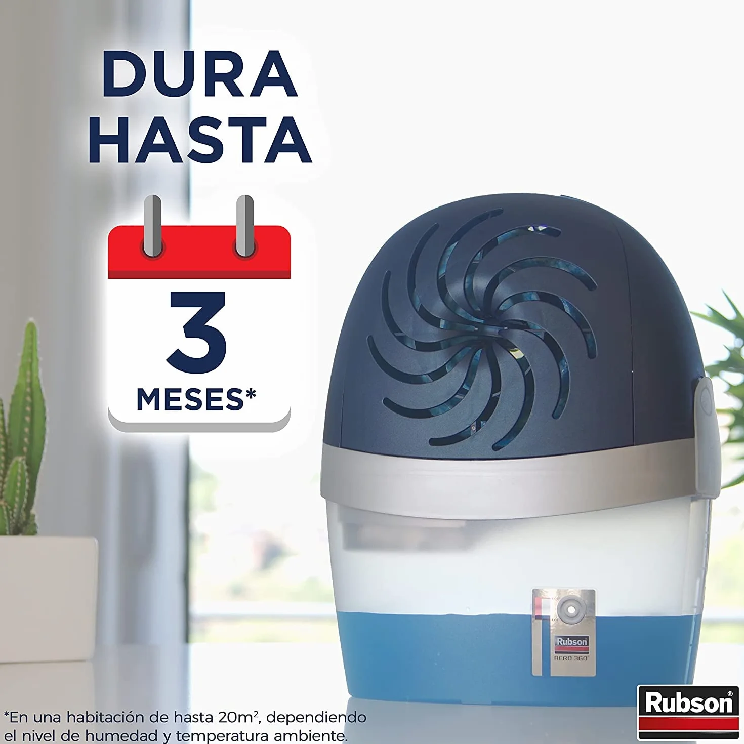 Rubson AERO Osuszacz powietrza z możliwością ładowania 360° (1 urządzenie i 1 tablet 450 g), pochłania wilgoć, zapobiega kondensacji i nieprzyjemnym zapachom, pochłania wilgoć