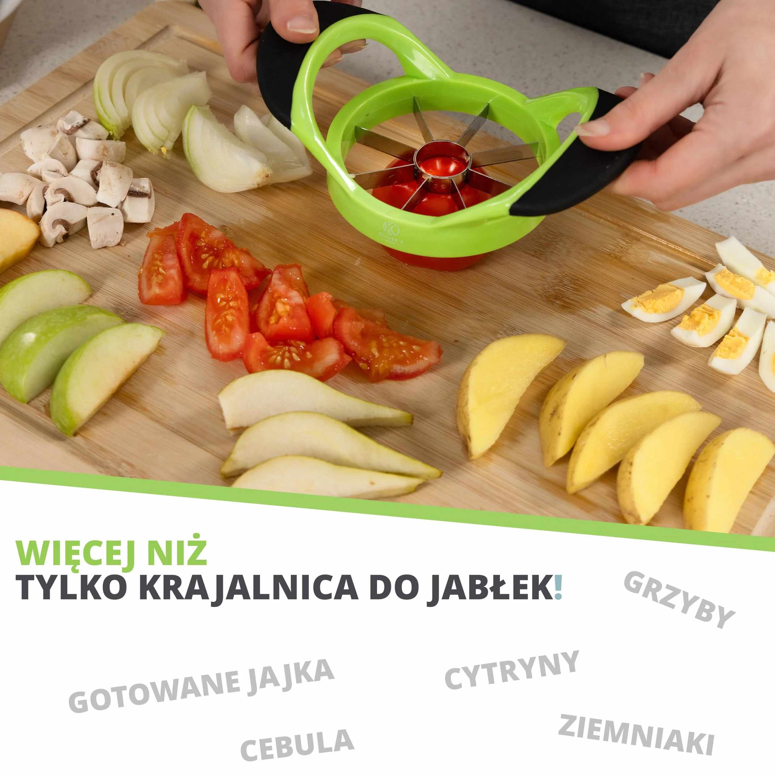 Oliver's Kitchen Wykrojnik i Drylownica do Jabłek – Szatkownica do Warzyw – Krajalnica z Antypoślizgowym Uchwytem