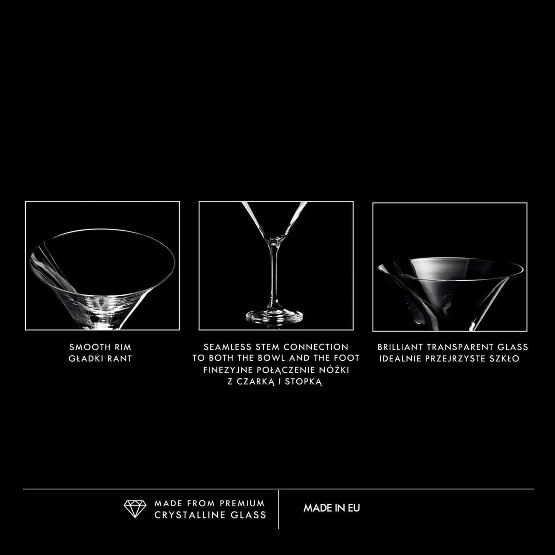 KROSNO Kieliszki do Martini i Innych Koktajli | Zestaw 6 Kieliszków | 240 Ml | Kolekcja Avant Garde | Idealne do Domu, Restauracji i na Przyjęcia | Można Myć w Zmywarce