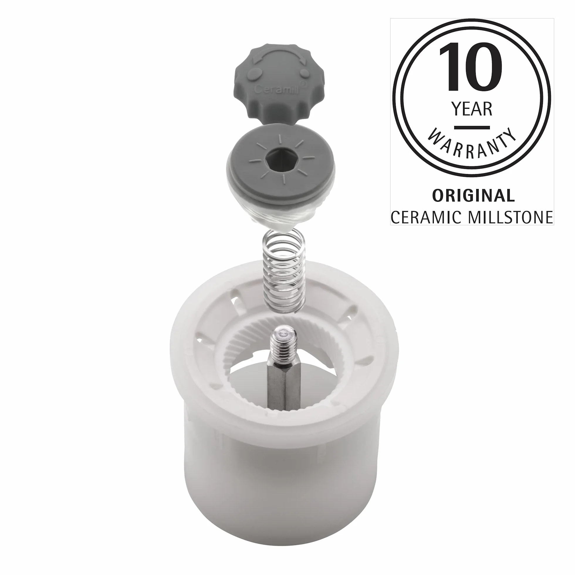 WMF Trend zestaw młynków do soli i pieprzu 2-częściowy biały ceramiczny mechanizm szklany pojemnik