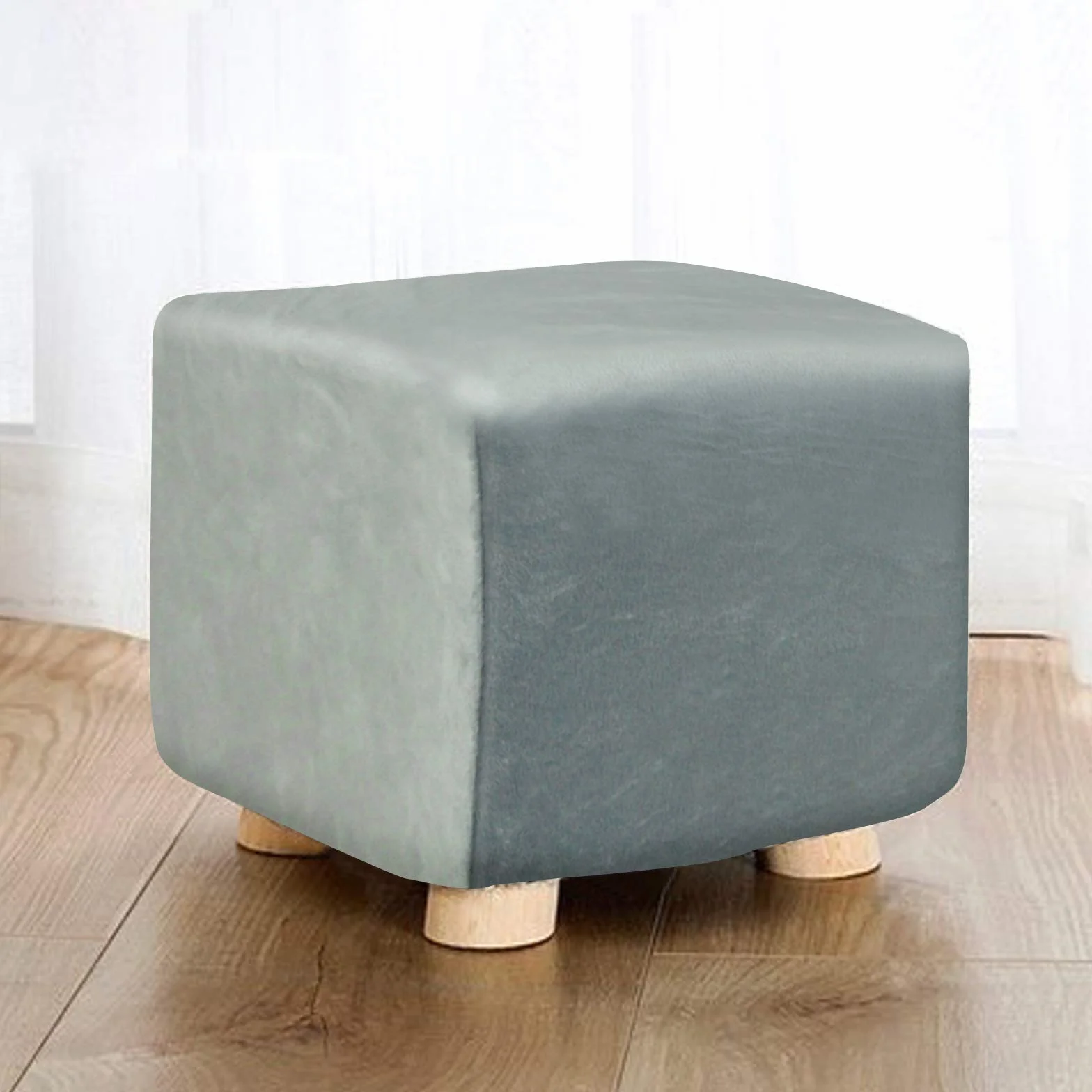 Pokrowiec na podnóżek aksamitny elastyczny 33-45x38-45 cm jasnoszary