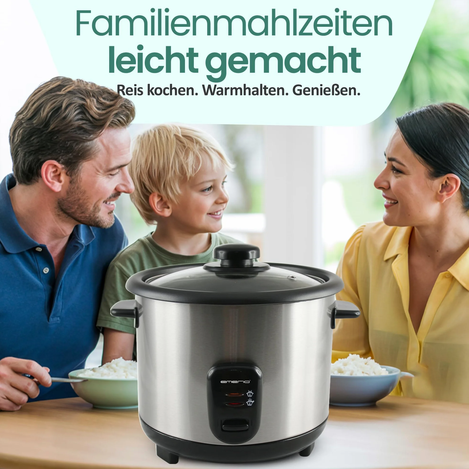 EMERIO RCE-110118.5 automatyczny szybkowar do ryżu 1,5 l funkcja utrzymania ciepła powłoka nieprzywierająca
