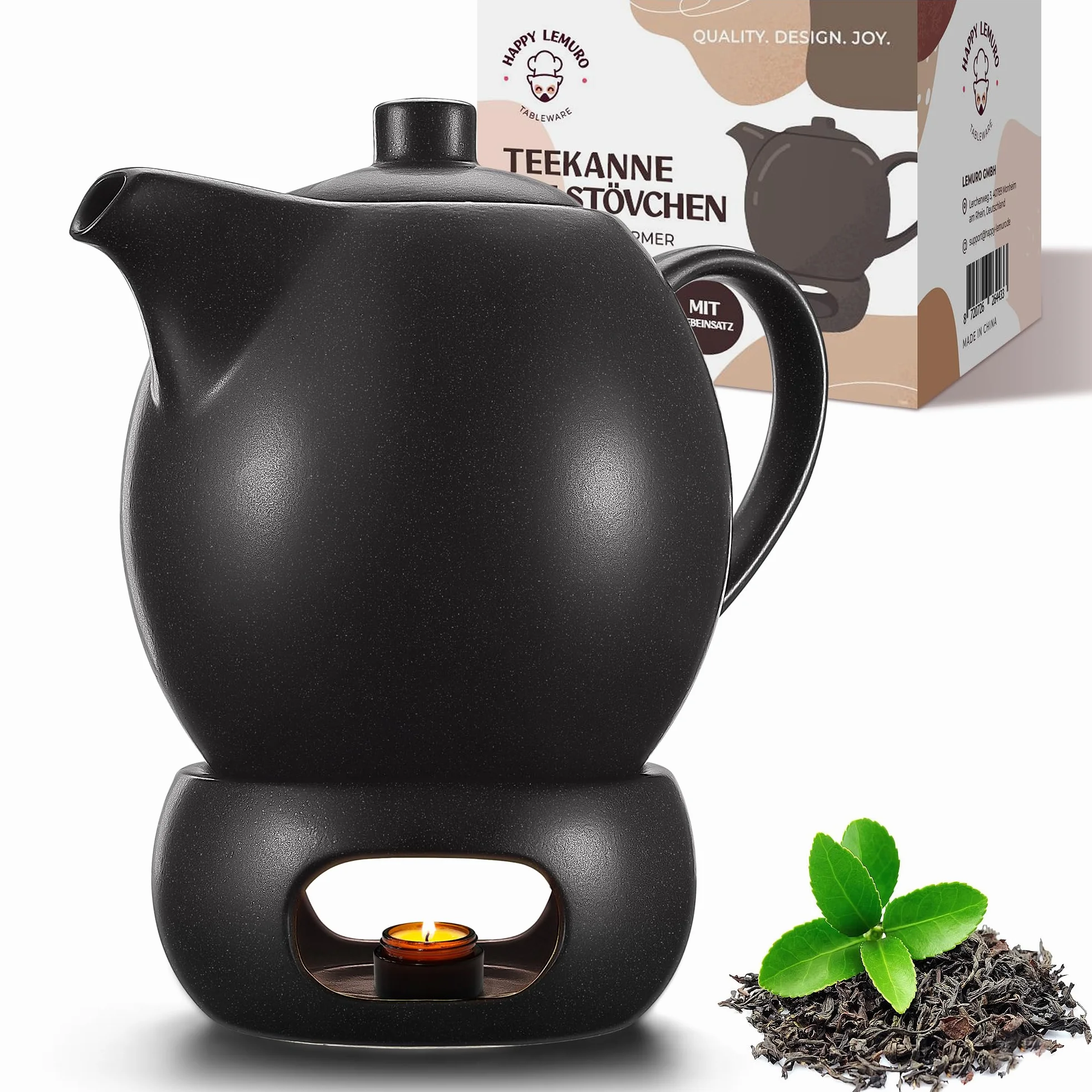 Dzbanek do herbaty z podgrzewaczem ceramiczny