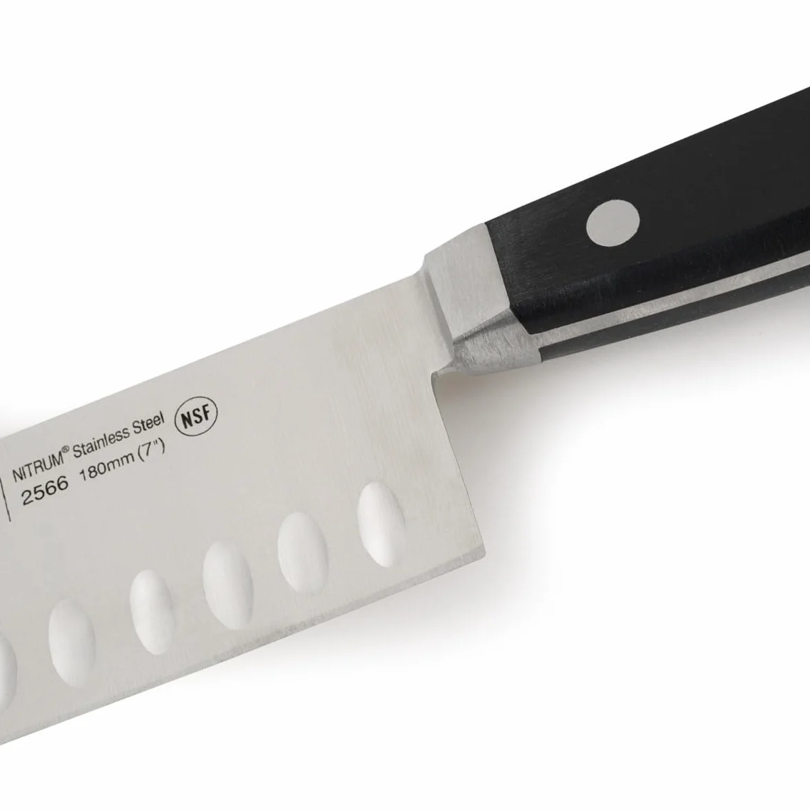 Arcos 256600 Seria Clasica - nóż Santoku nóż w stylu azjatyckim, ostrze z kutej stali nierdzewnej nitrom, 180 mm, uchwyt z polioksymetylenu (POM) kolor czarny