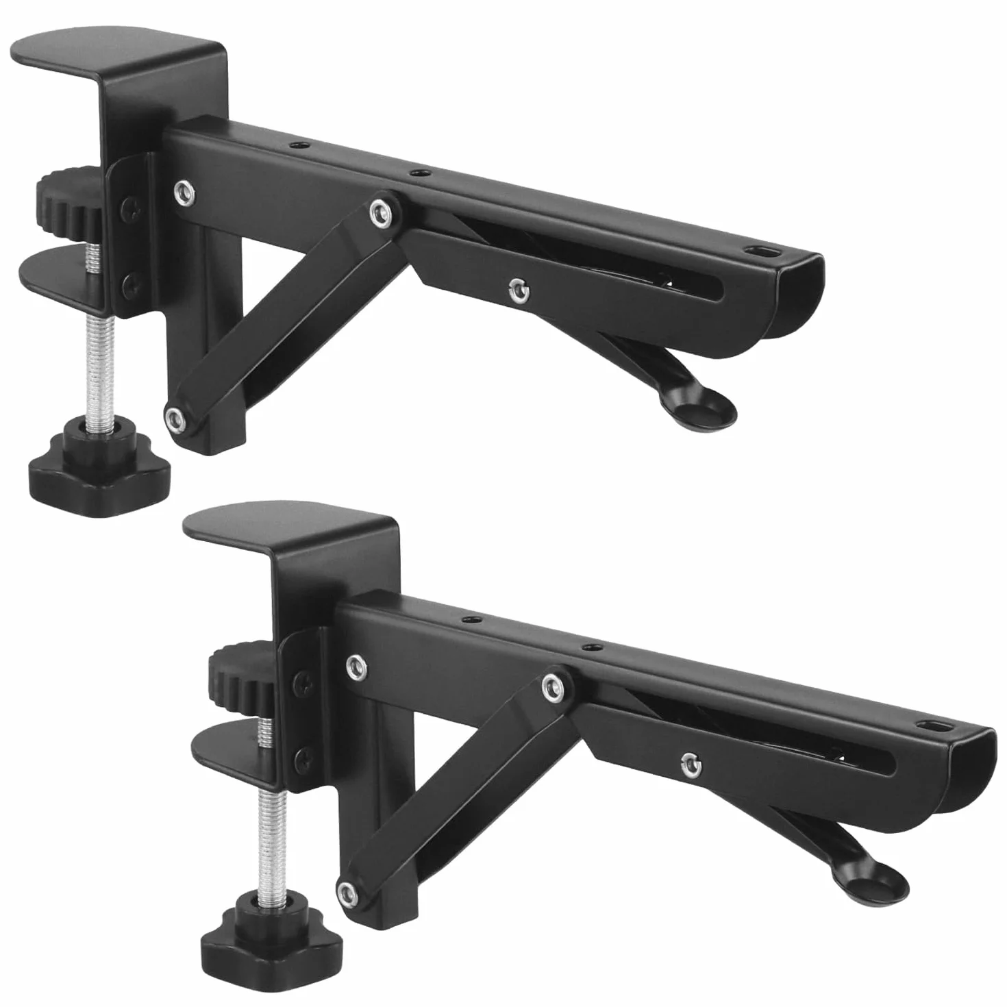 QWORK® zestaw 2 uchwytów przedłużających do biurka z klipsem do montażu na stole, zdejmowany, składany uchwyt na biurko o grubości od 1 do 5 cm