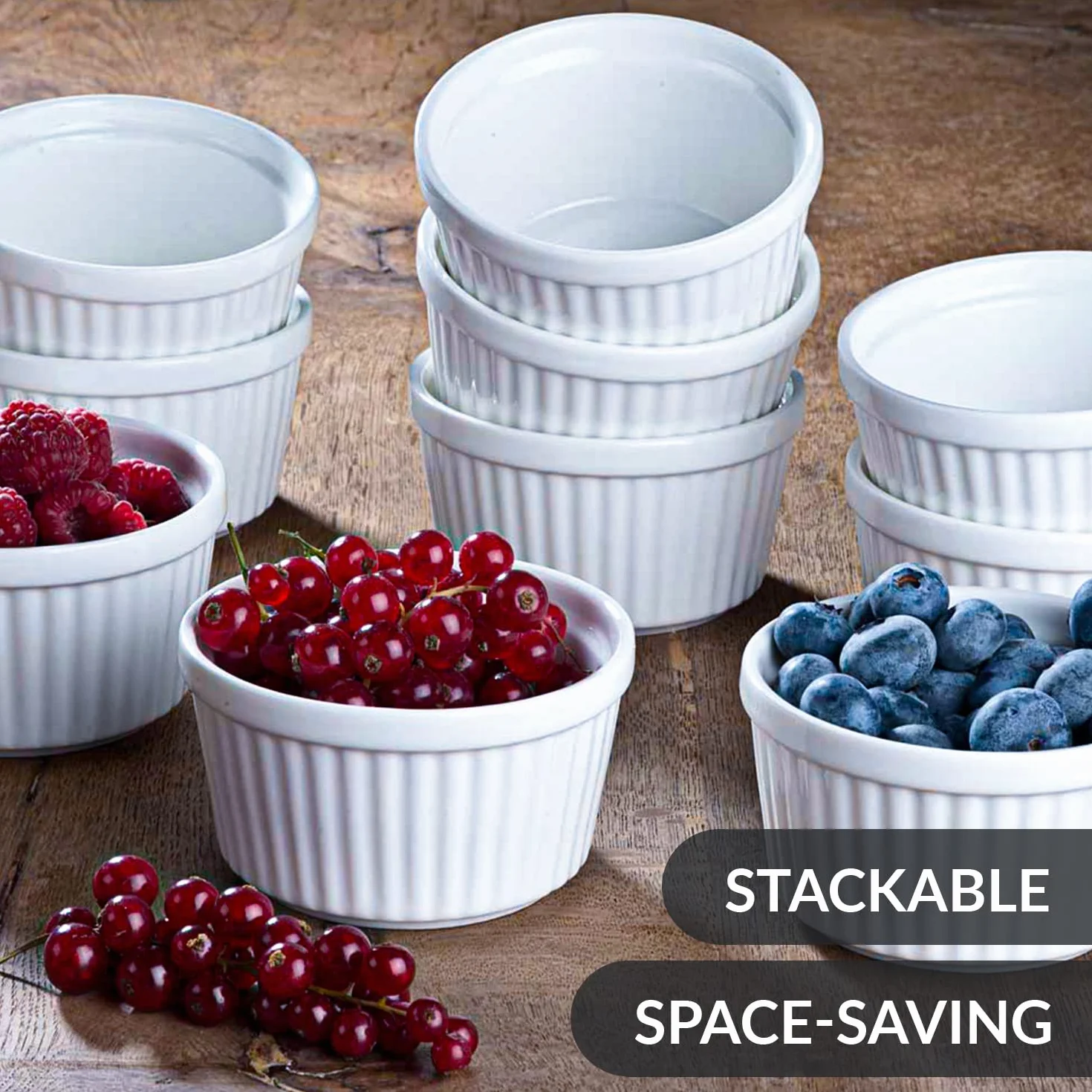 Chefarone Zestaw 10 Foremek Soufflé 200 ml – Ceramiczne Miseczki do Kremu Brulee, Pieczenia i Zapiekania, Do Mycia w Zmywarce, Białe (9 x 7,5 x 5 cm)