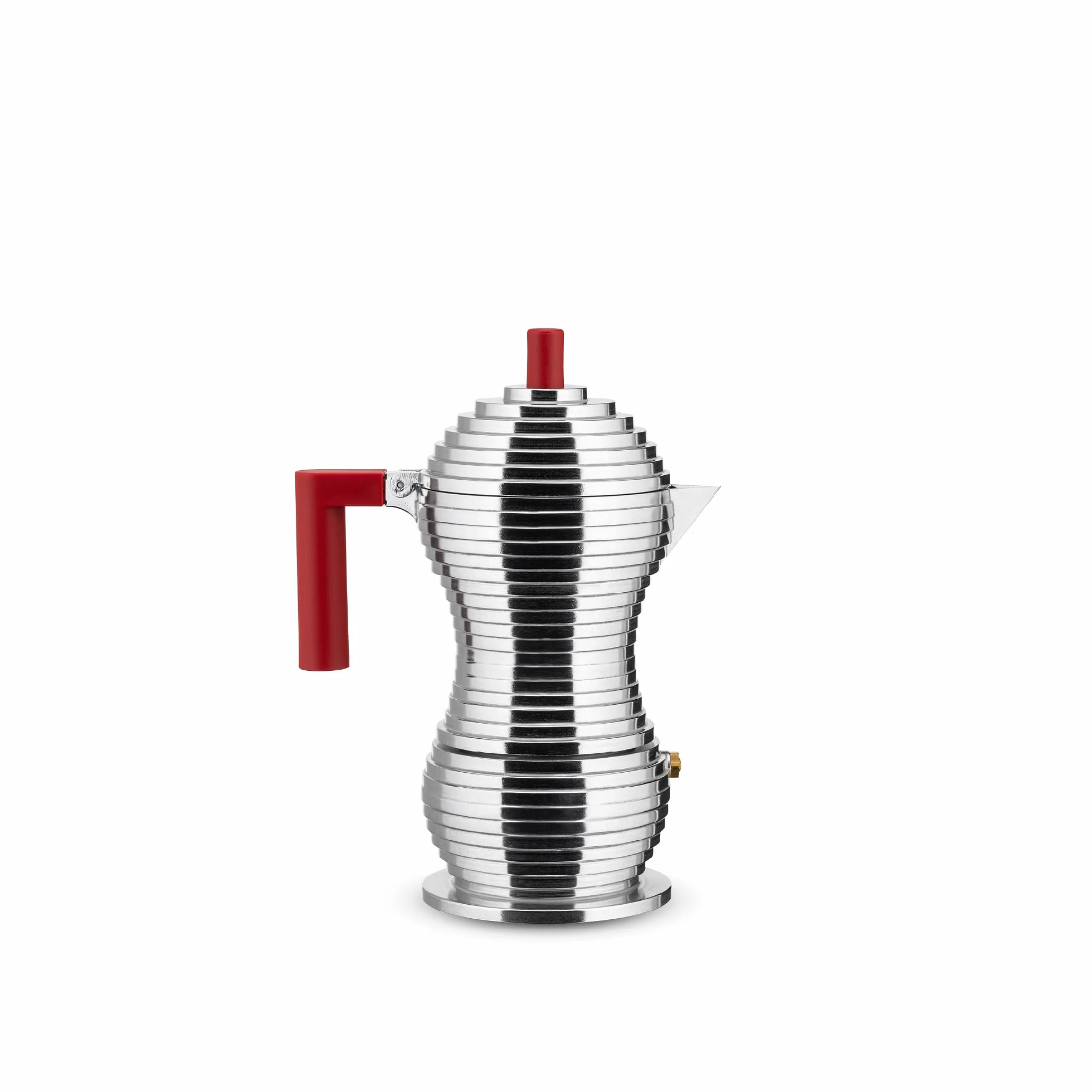 Alessi Pulcina Ekspres do kawy espresso z odlewu aluminium. Uchwyt i gałka w PA, czerwony, 3 filiżanki