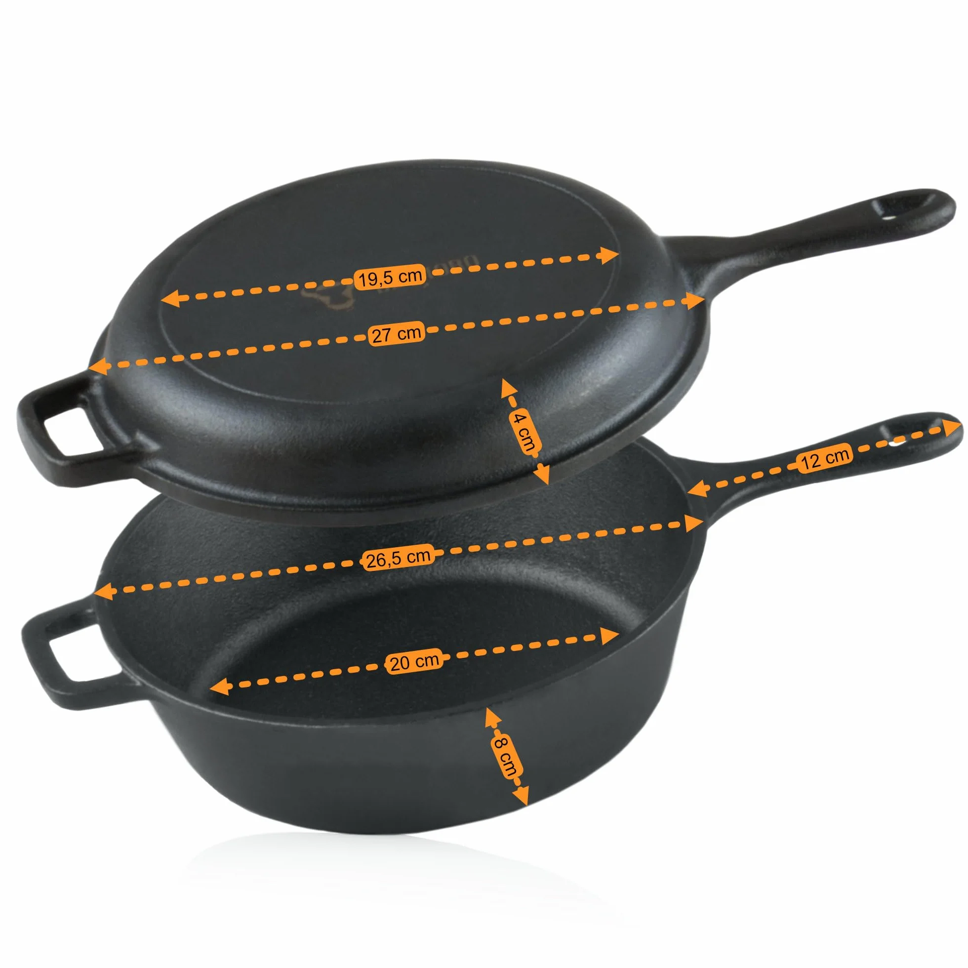 BBQ-Toro żeliwny garnek | 3,5 litra – czarny | żeliwny garnek – brytfanna z patelnią – pokrywka