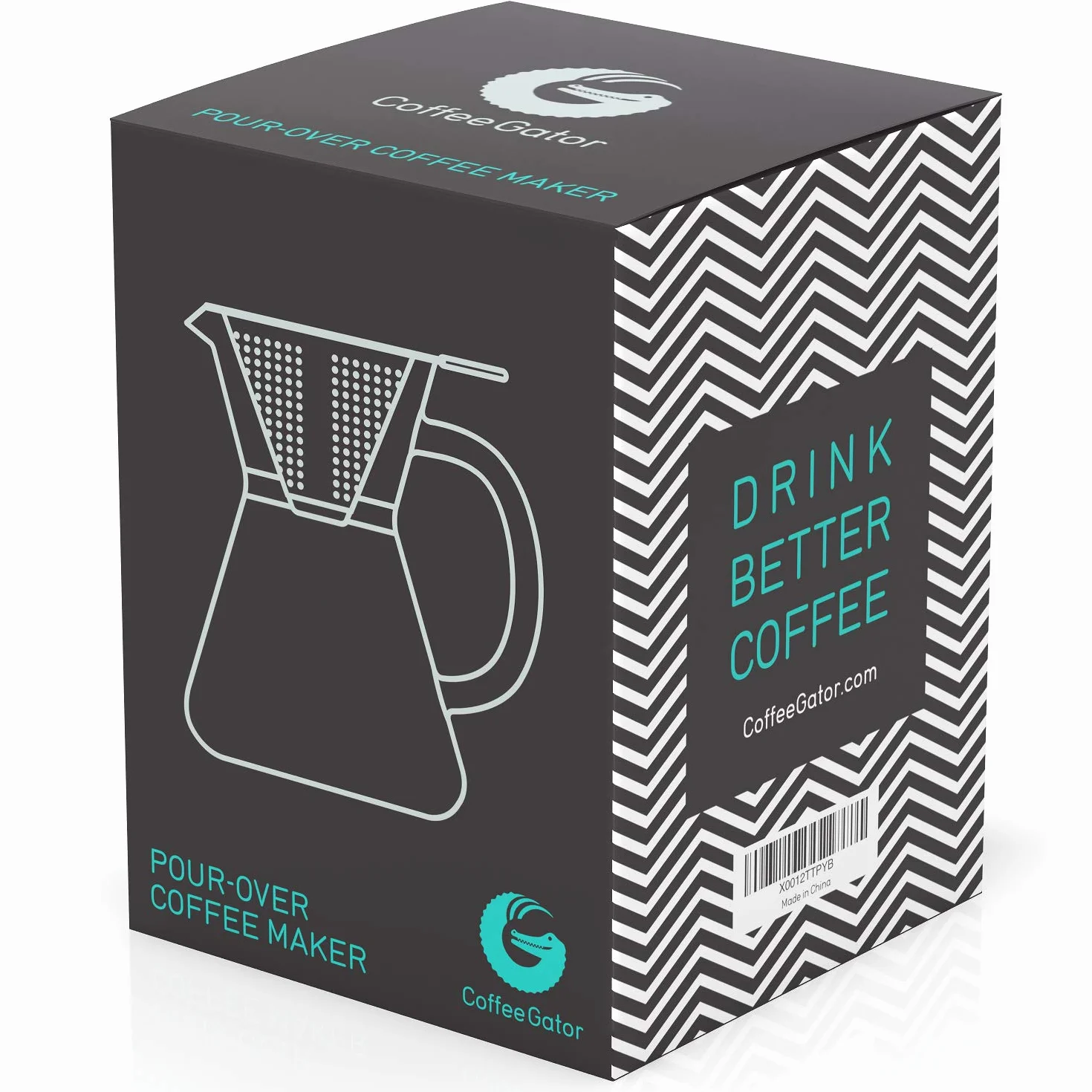 Coffee Gator Pour Over zaparzacz do kawy – więcej smaku dzięki bezpapierowemu filtrowi ze stali nierdzewnej i szklanej karafce – ręczny zaparzacz do kawy – 400 ml