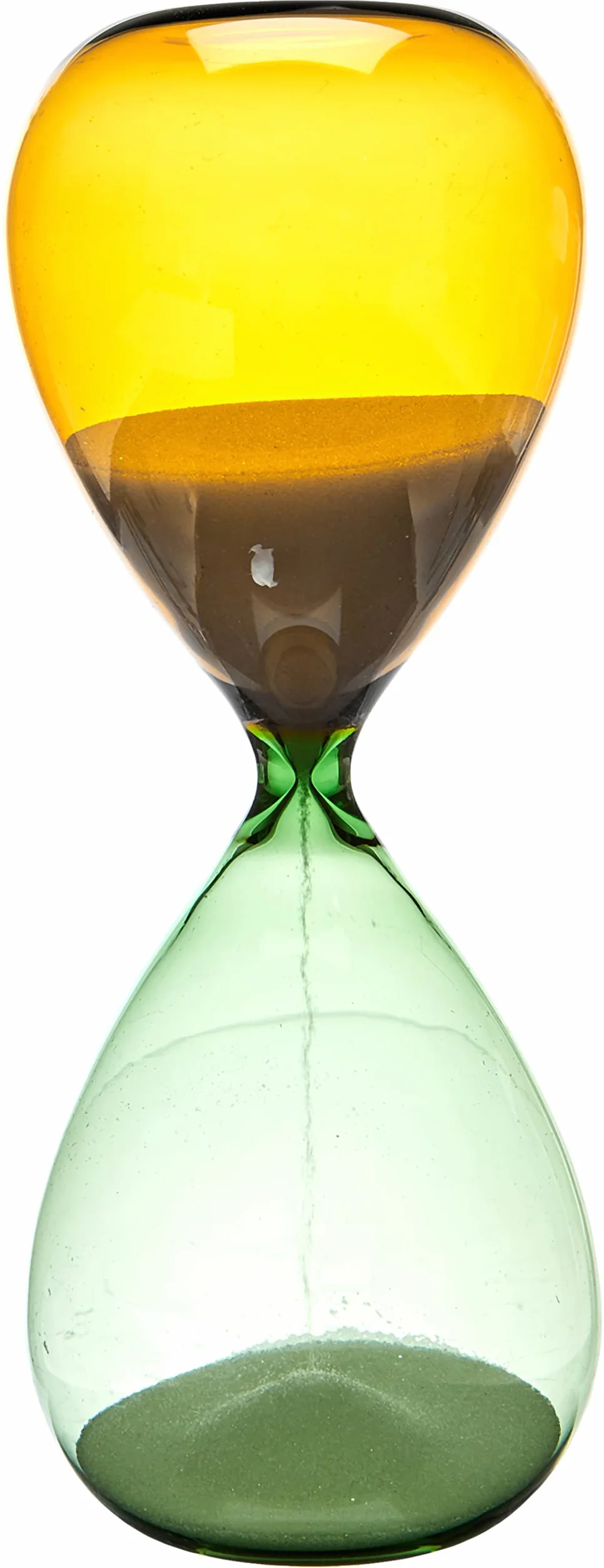 TFA Dostmann Klepsydra pomarańczowo-zielona, 18.6009.02.41, czas pracy 15 minut, hourglass, czasomierz, obiekt dekoracyjny, ze szkła, piasku, (dł.) 73 x (wys.) 190 mm