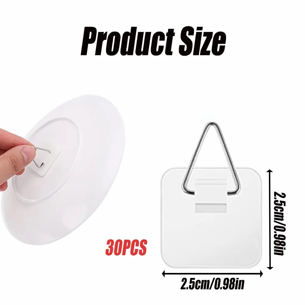 Mini samoprzylepny hak ścienny 25×25 mm wieszak na ubrania plastikowy stojak haczyki na obrazy 30 sztuk