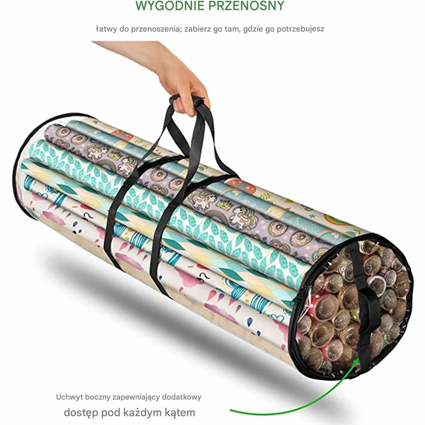 Organizery Do Przechowywania Papieru Do Pakowania Prezentów - Torba do Przechowywania Papieru Prezentowego | Przezroczysty Organizer z Uchwytem do U?ytku Domowego ?wi?ta, Wydarzenia i Spotkania Rod