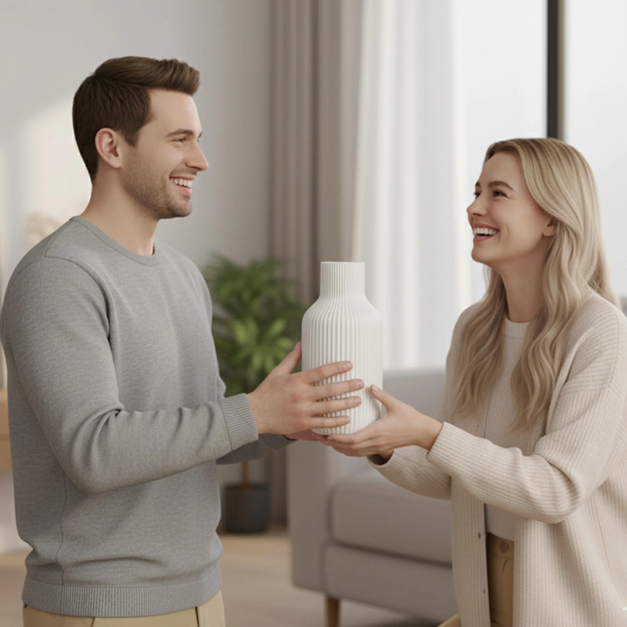 Relaxdays Zestaw 3 wazonów, wazony na kwiaty, 3 rozmiary, świeże i suszone kwiaty, dekoracja ceramiczna, dekoracja stołu, biały